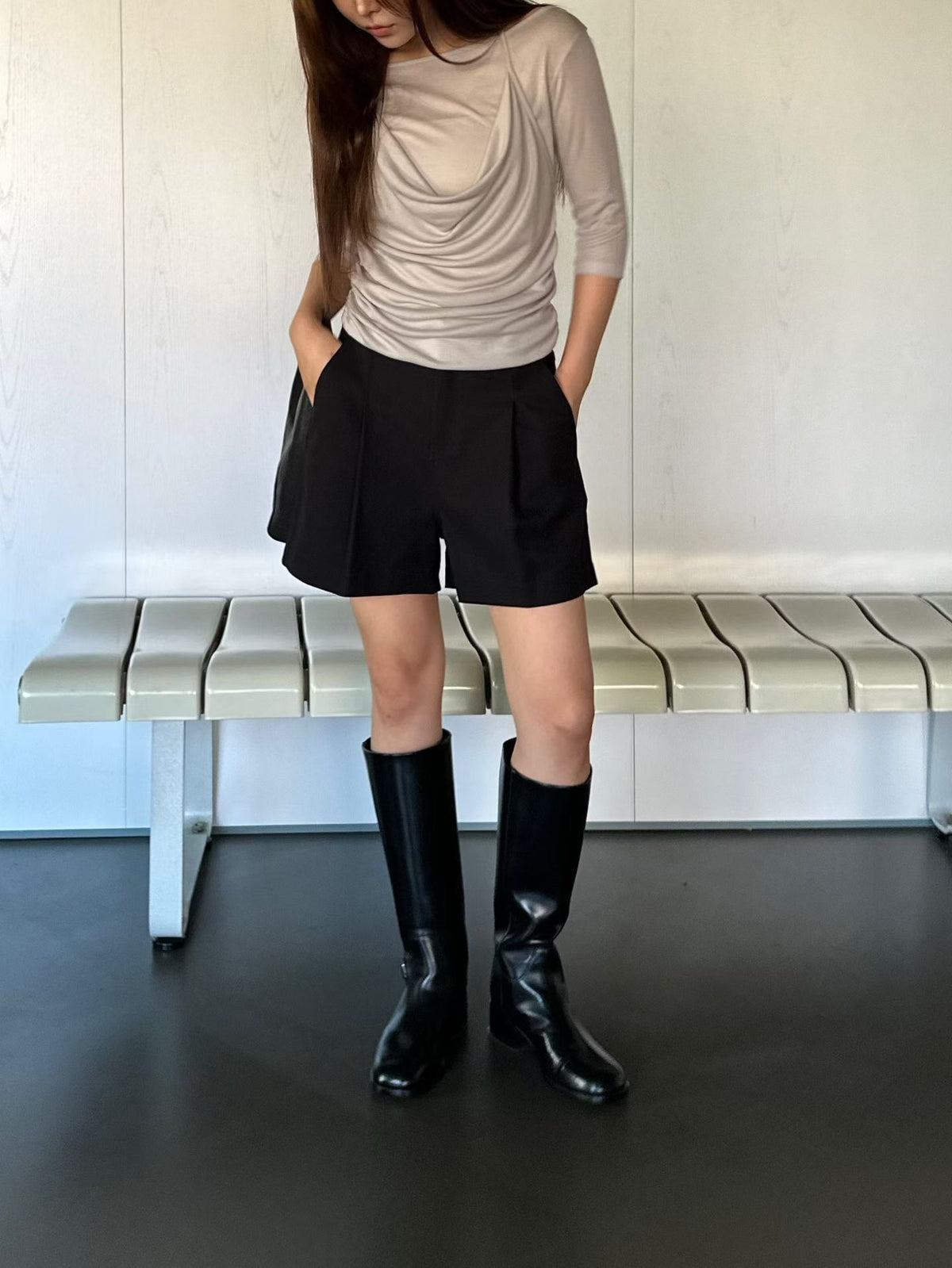 ♡Layer Drape 修身層次感天絲上衣♡ (C260920)