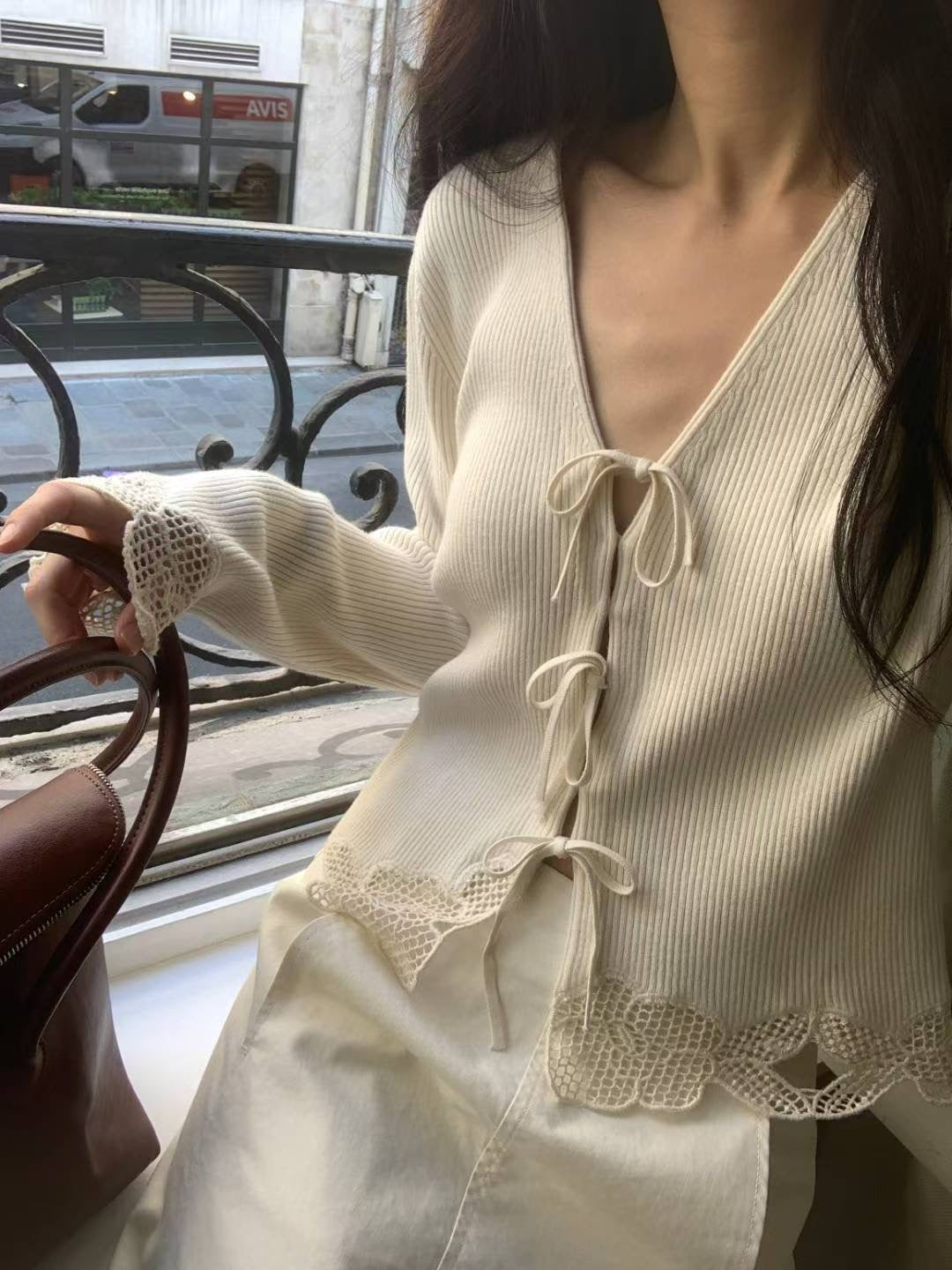 ♡鈎花拼接浪漫針織外套♡ (C251011)