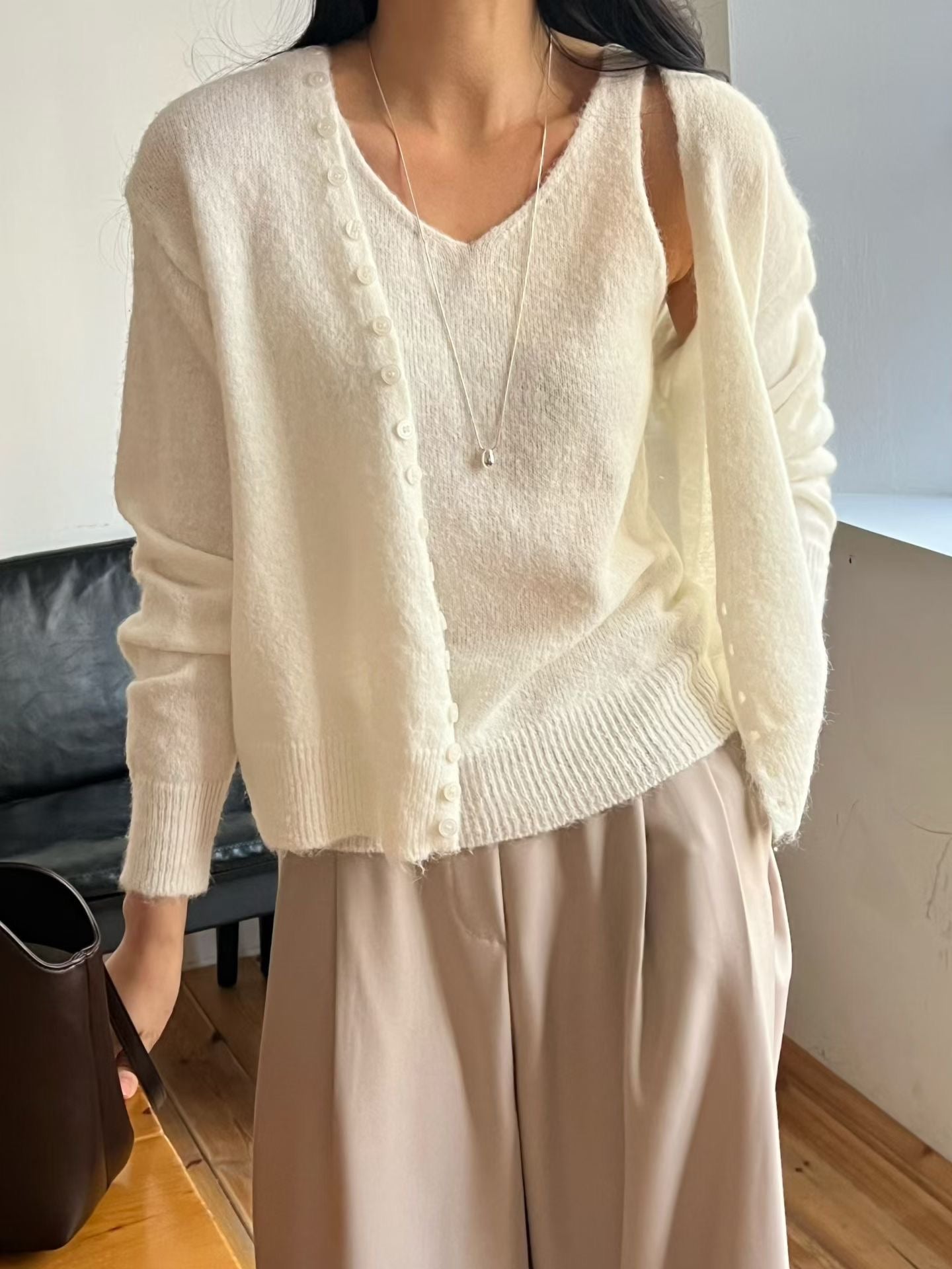♡氣質Ｖ領背心/開衫兩件式套組♡ (C260319)