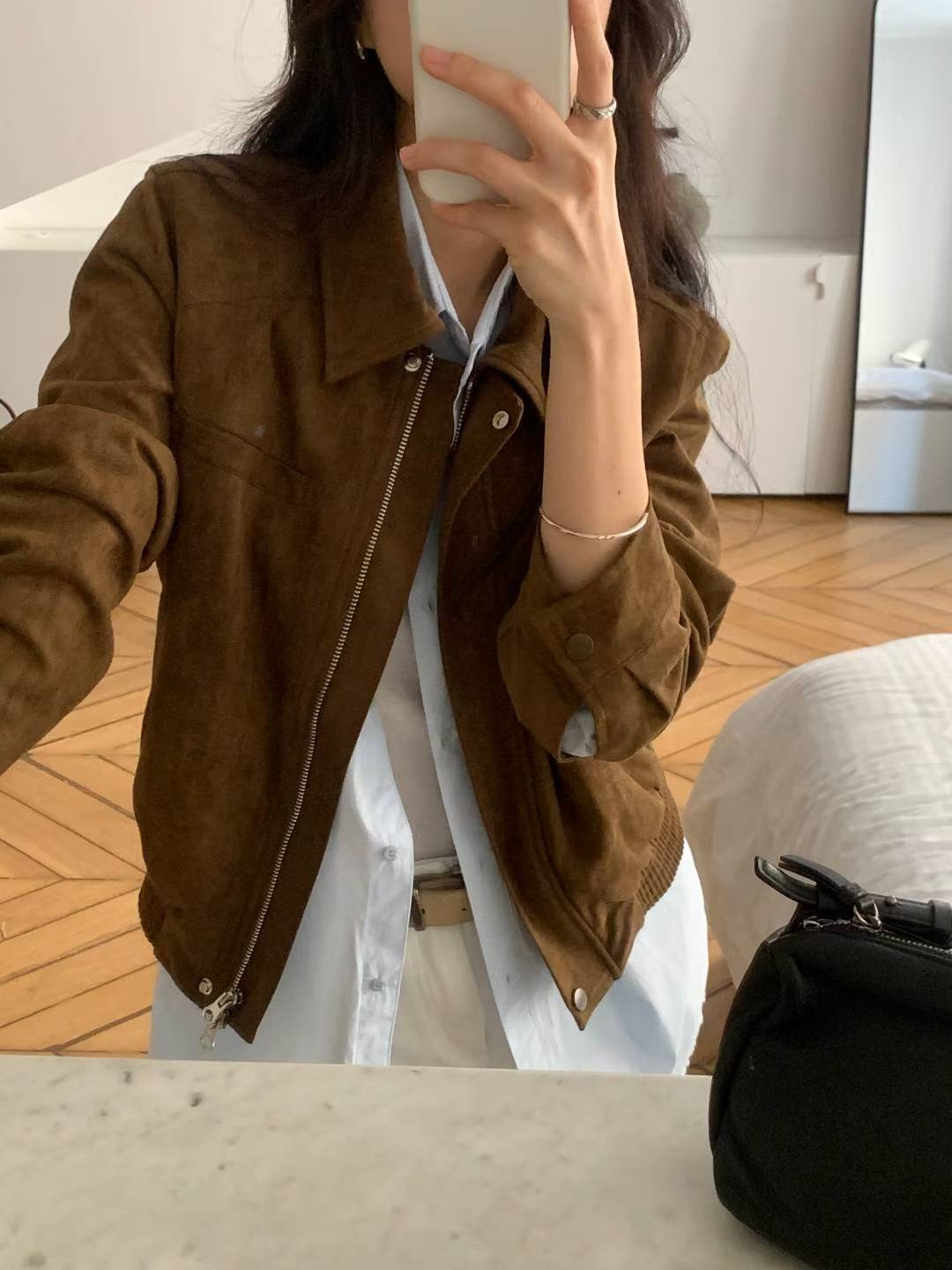 ♡極簡仿麂皮休閒夾克♡ (C251012)