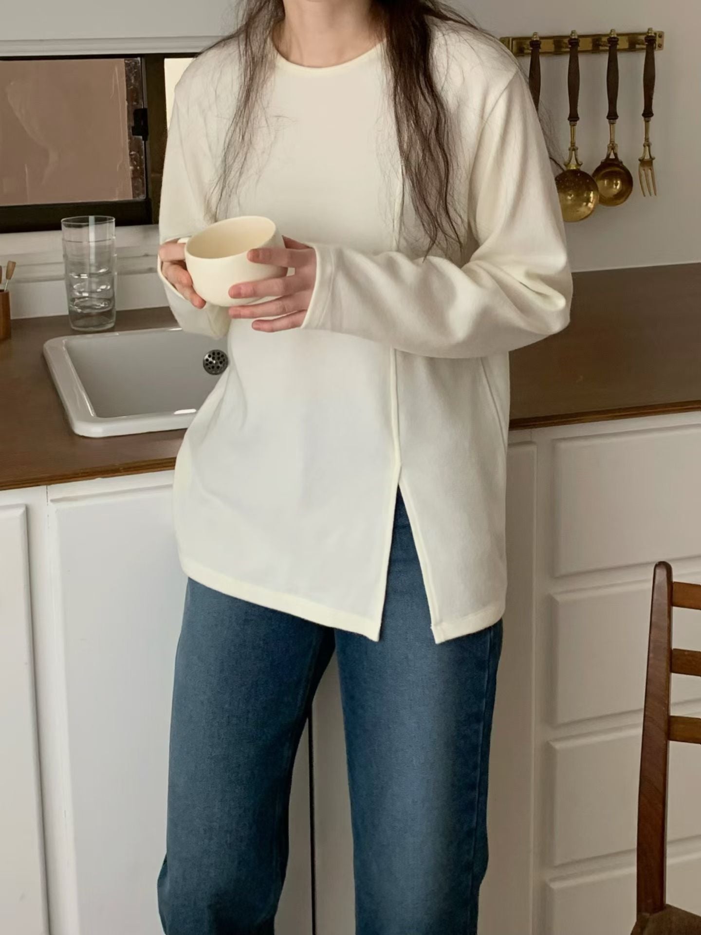 ♡極簡斜裁舒適長T♡ (C251243)