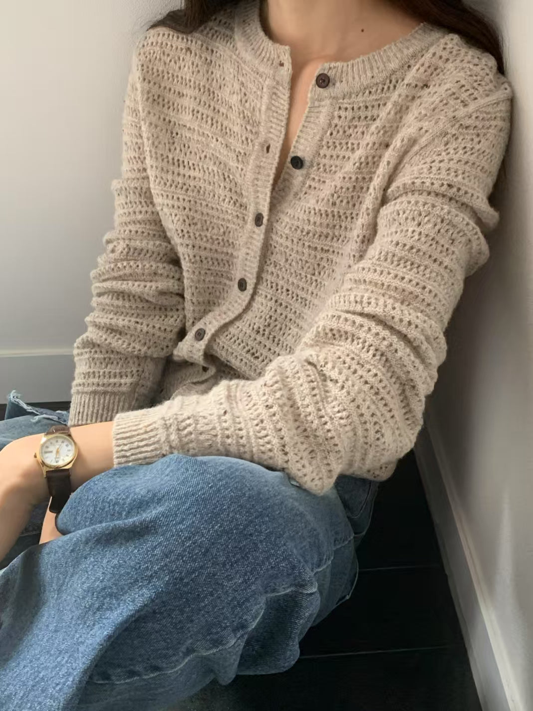 ♡質感鏤空織紋開襟衫♡ (C251263)