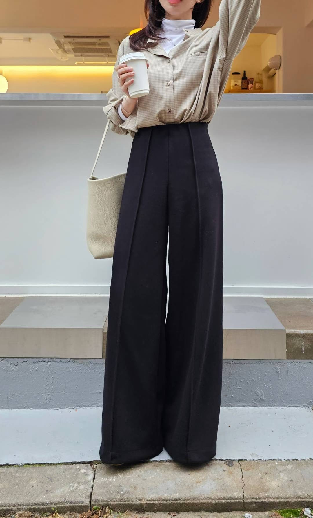 ♡Oni家♡漫畫腿混羊毛長腿褲 (C251262)