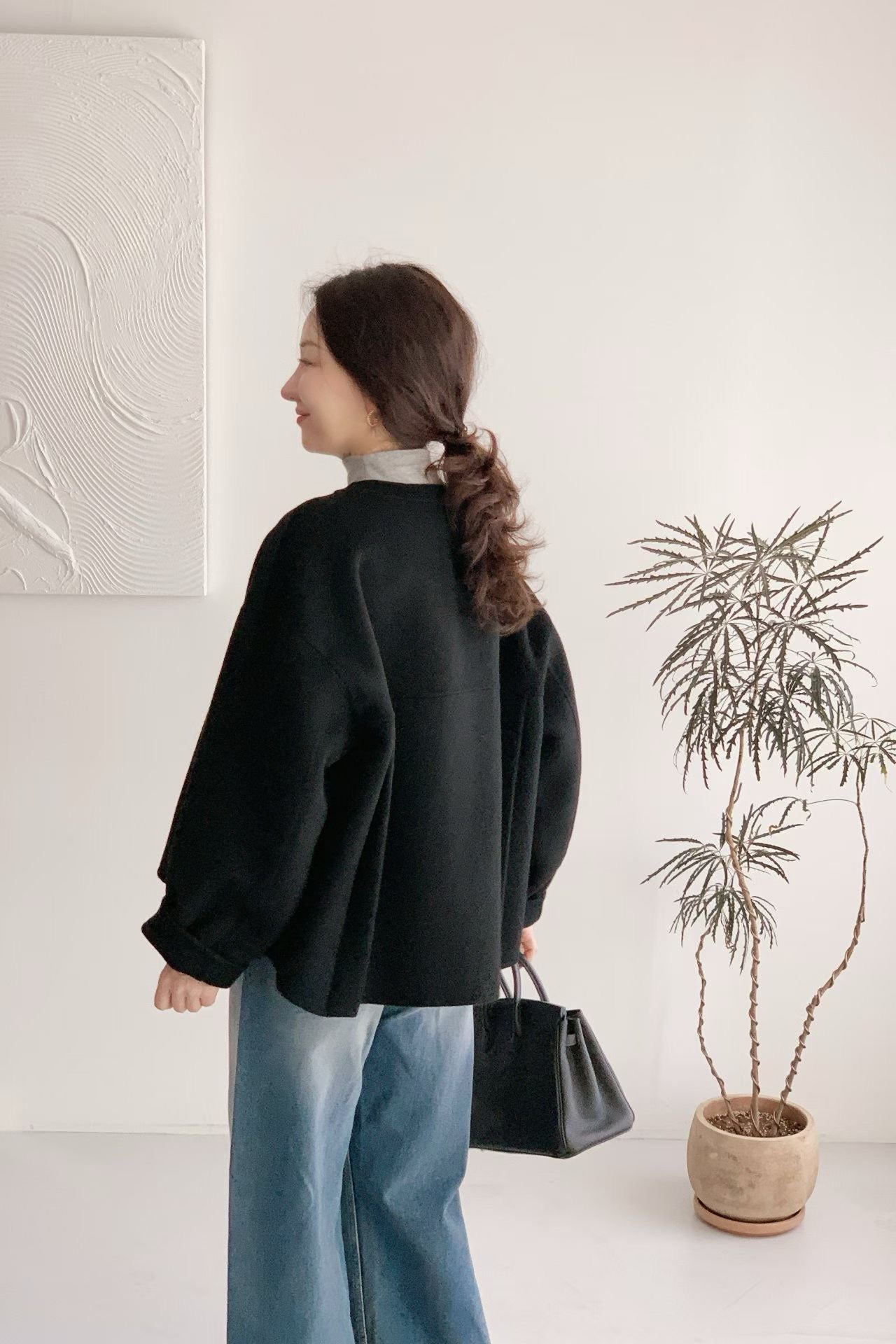 ♡百搭挺版V領手工毛呢外套♡ (C251270)