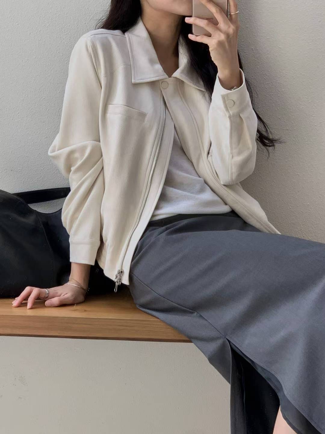 ♡極簡仿麂皮休閒夾克♡ (C251012)