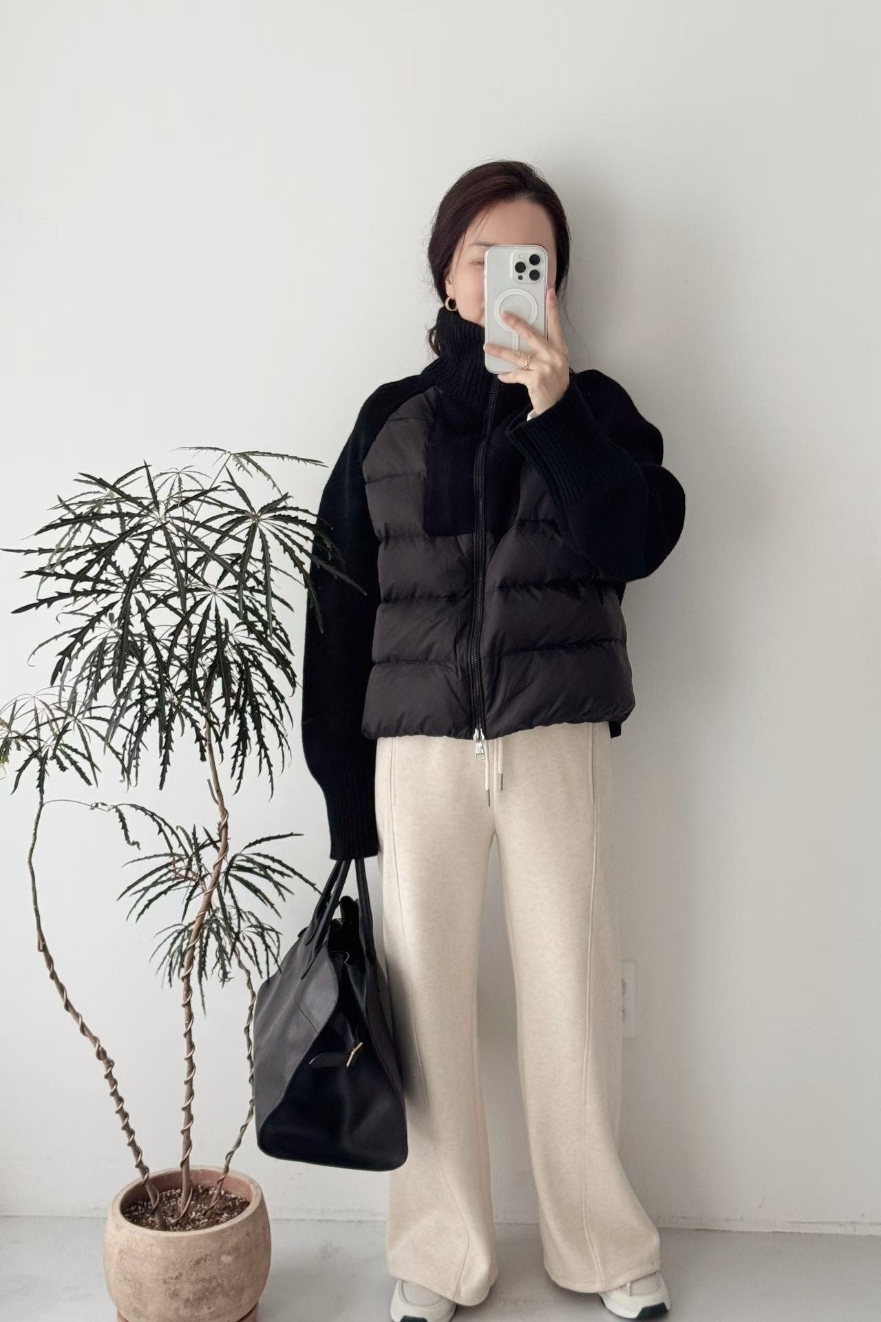 ♡雙材質立領針織拼接羽絨外套♡ (C251275)