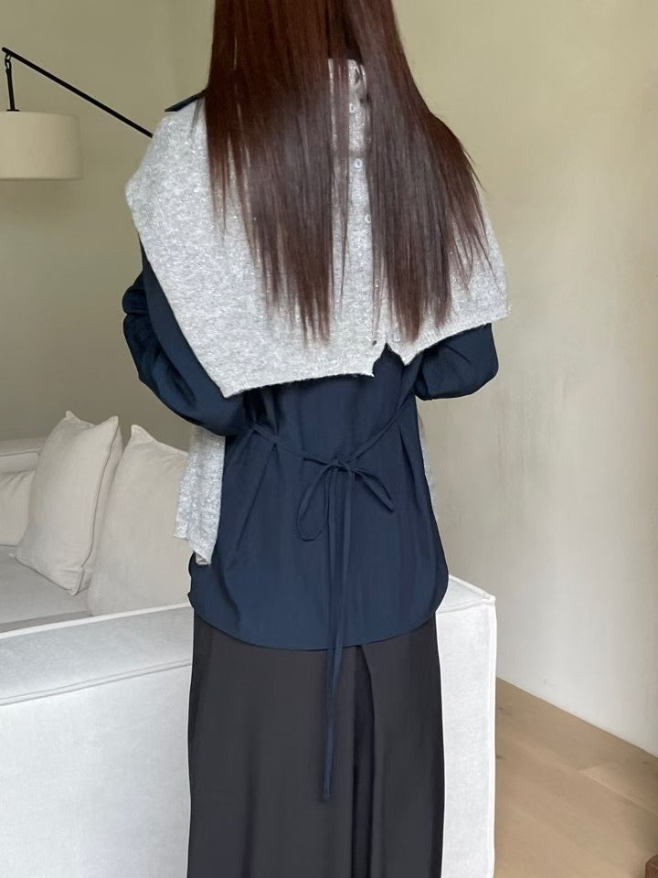 ♡扭結垂墜感造型襯衫♡ (C250803)