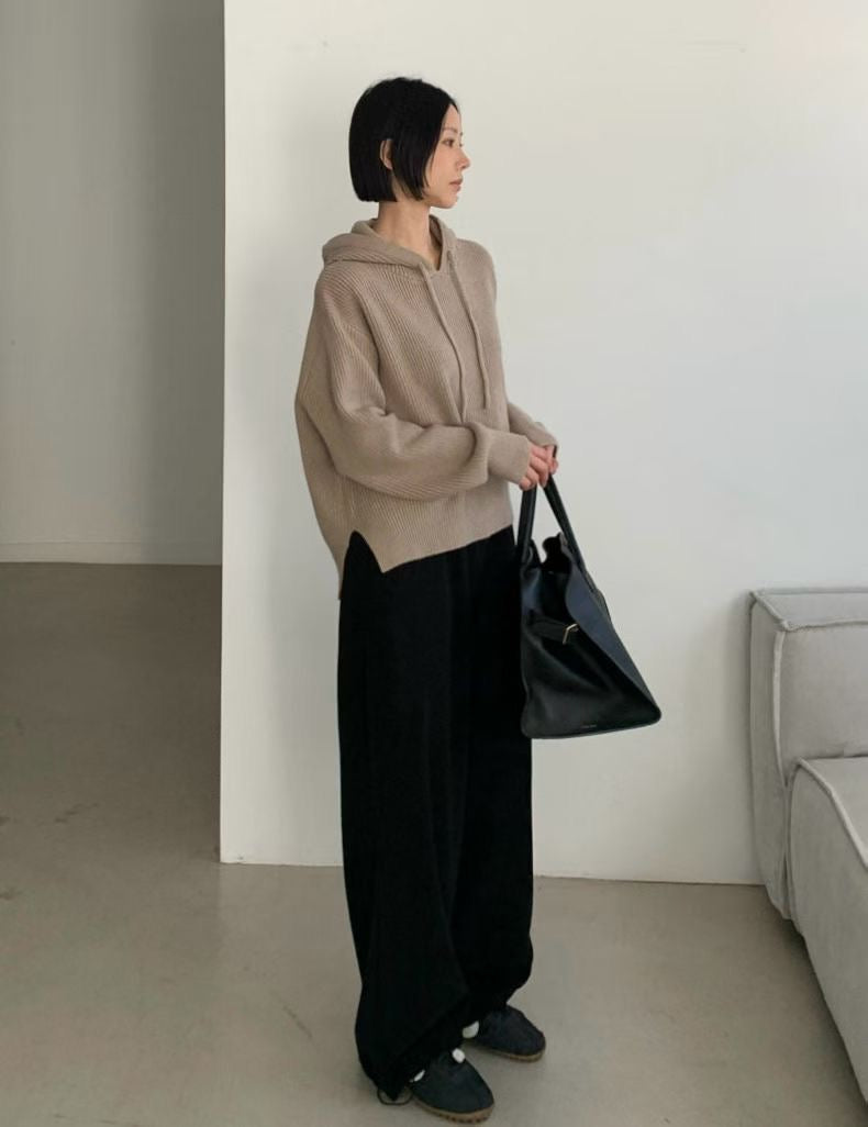 ♡柔彈羅紋休閒連帽上衣♡ (C251230)