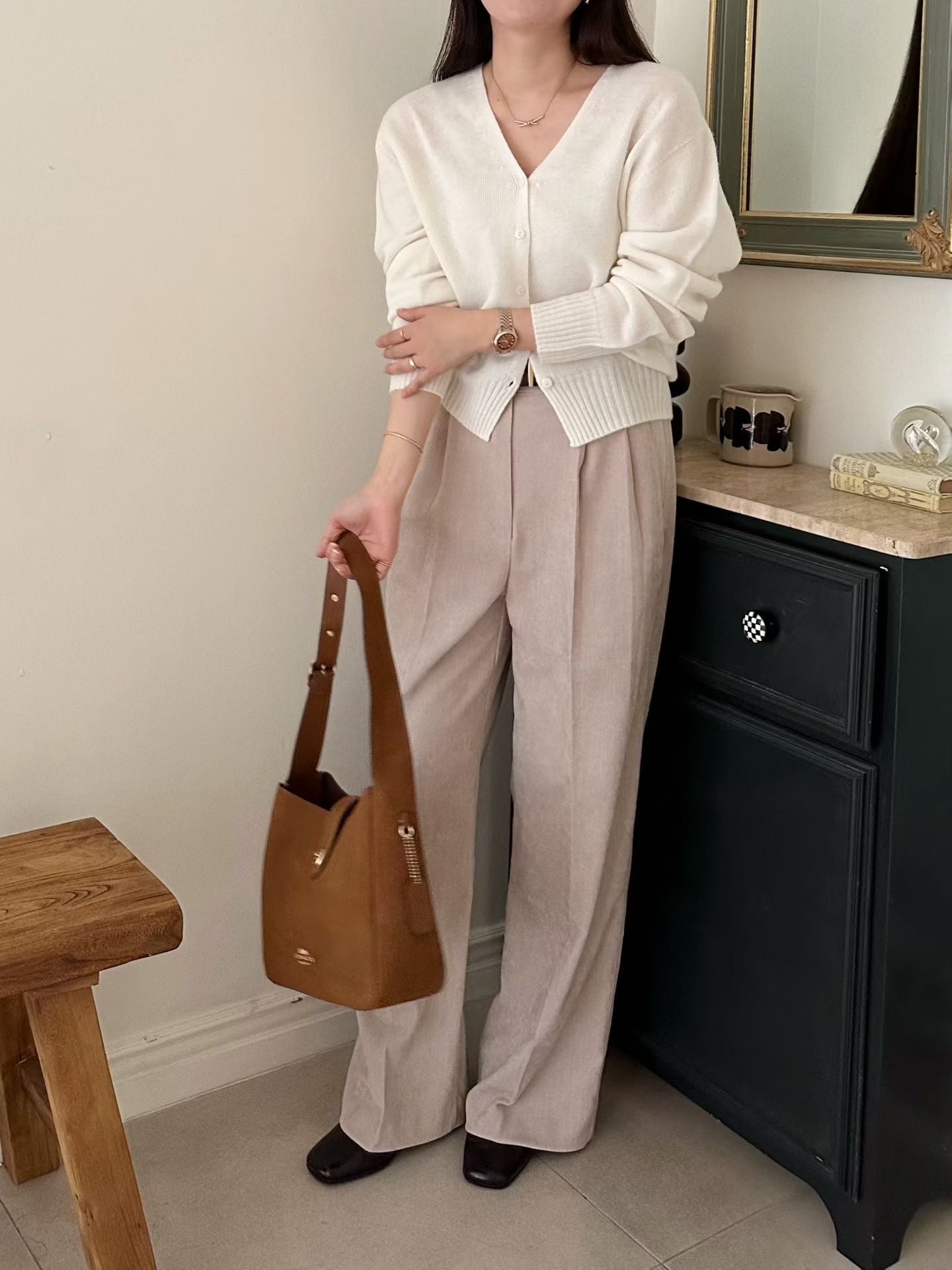 ♡質感天絲霧絨感奶油褲♡ (C251121)