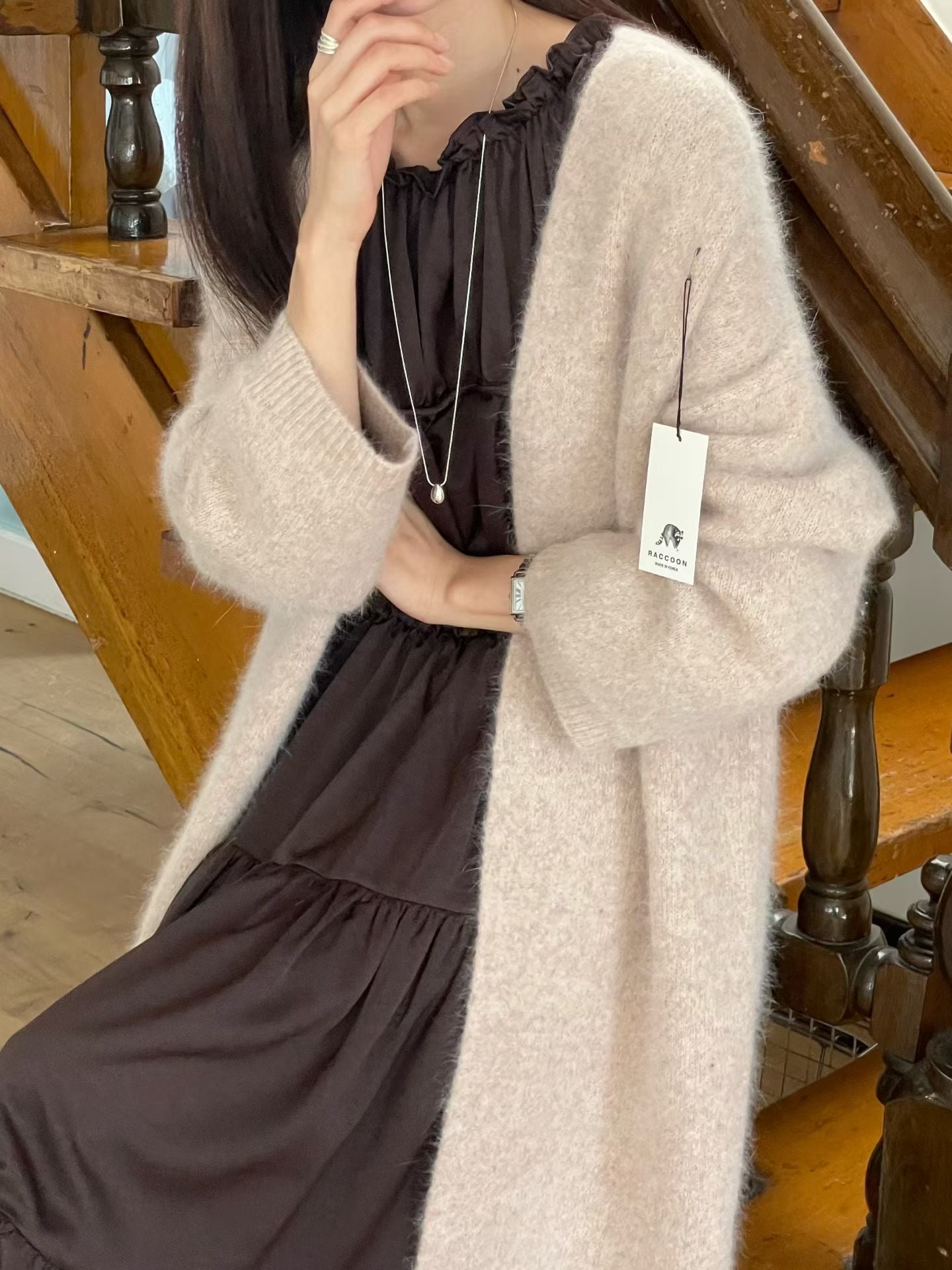 ♡毛料長版柔軟罩衫♡ (C251127)