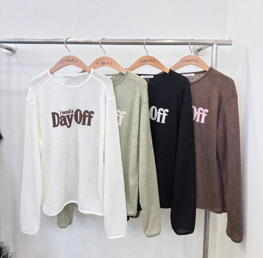 ♡軟綿休閒I need a Day Off針織T♡ (C251149)