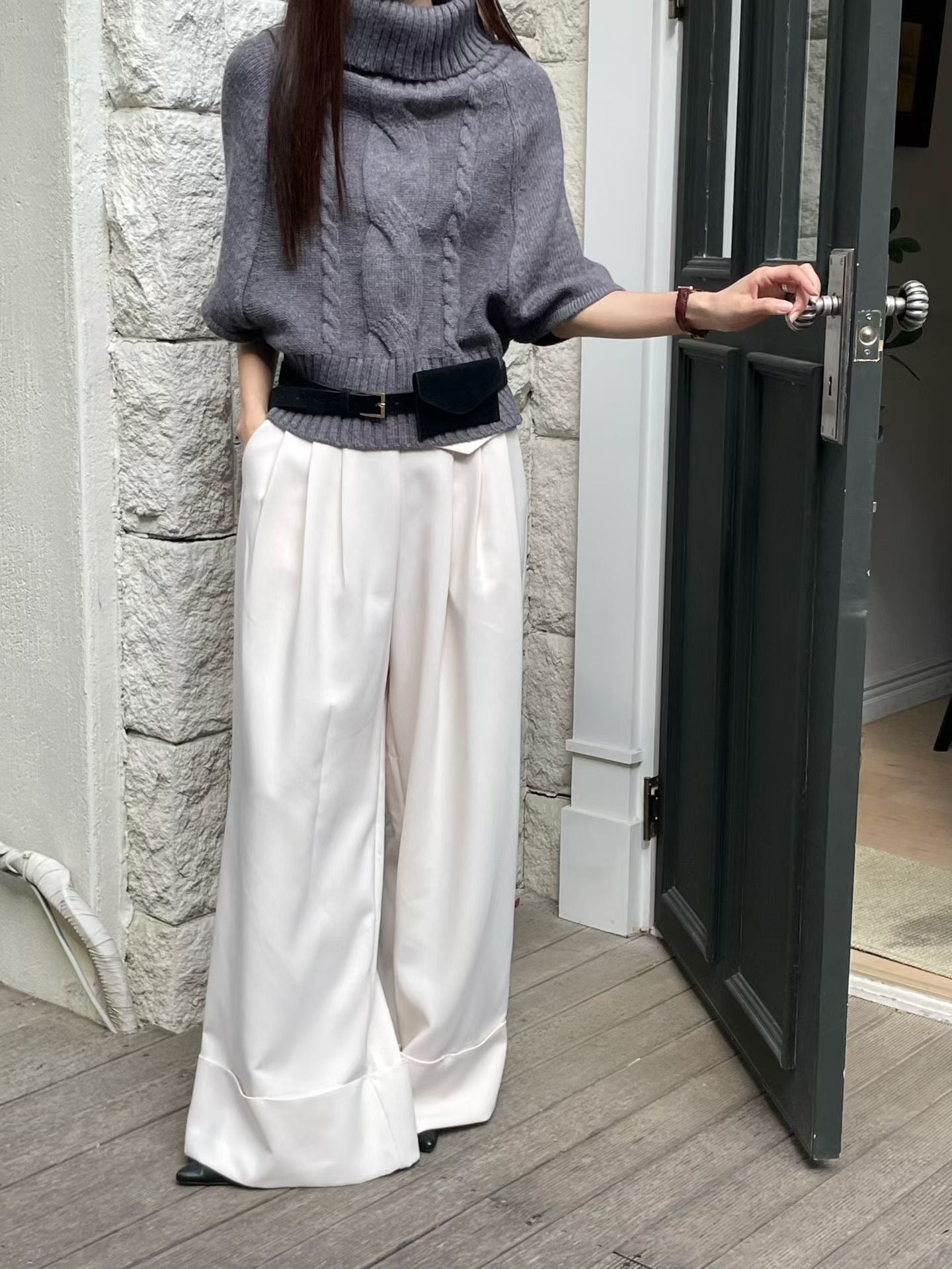 ♡一衣多穿斗篷感針織上衣♡ (C251128)