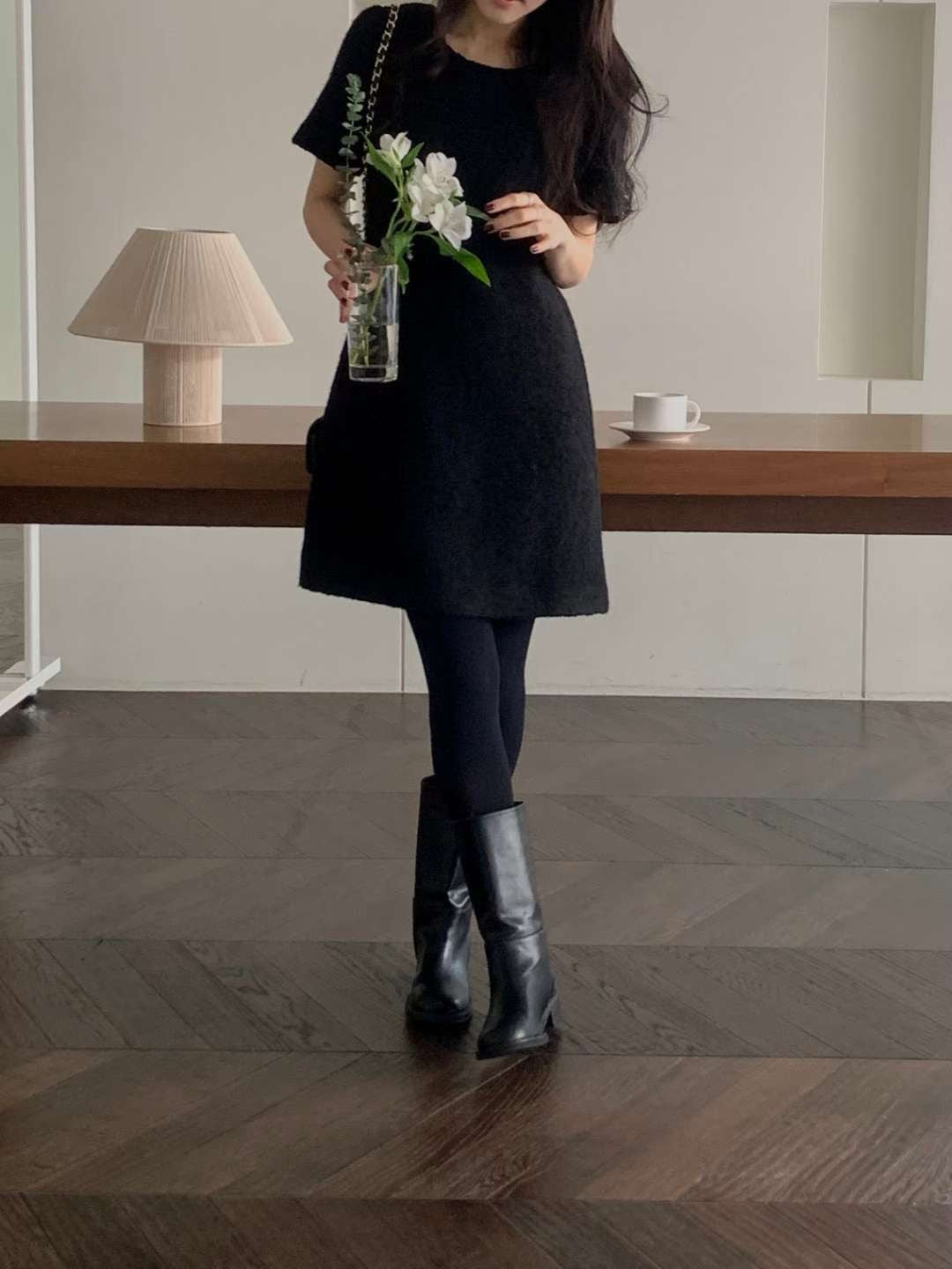 ♡都會小香風毛呢短袖裝洋♡ (C251280)