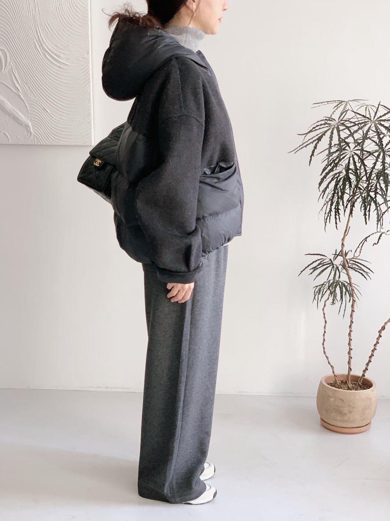 ♡暖絨人字紋垂墜寬褲♡ (C251273)