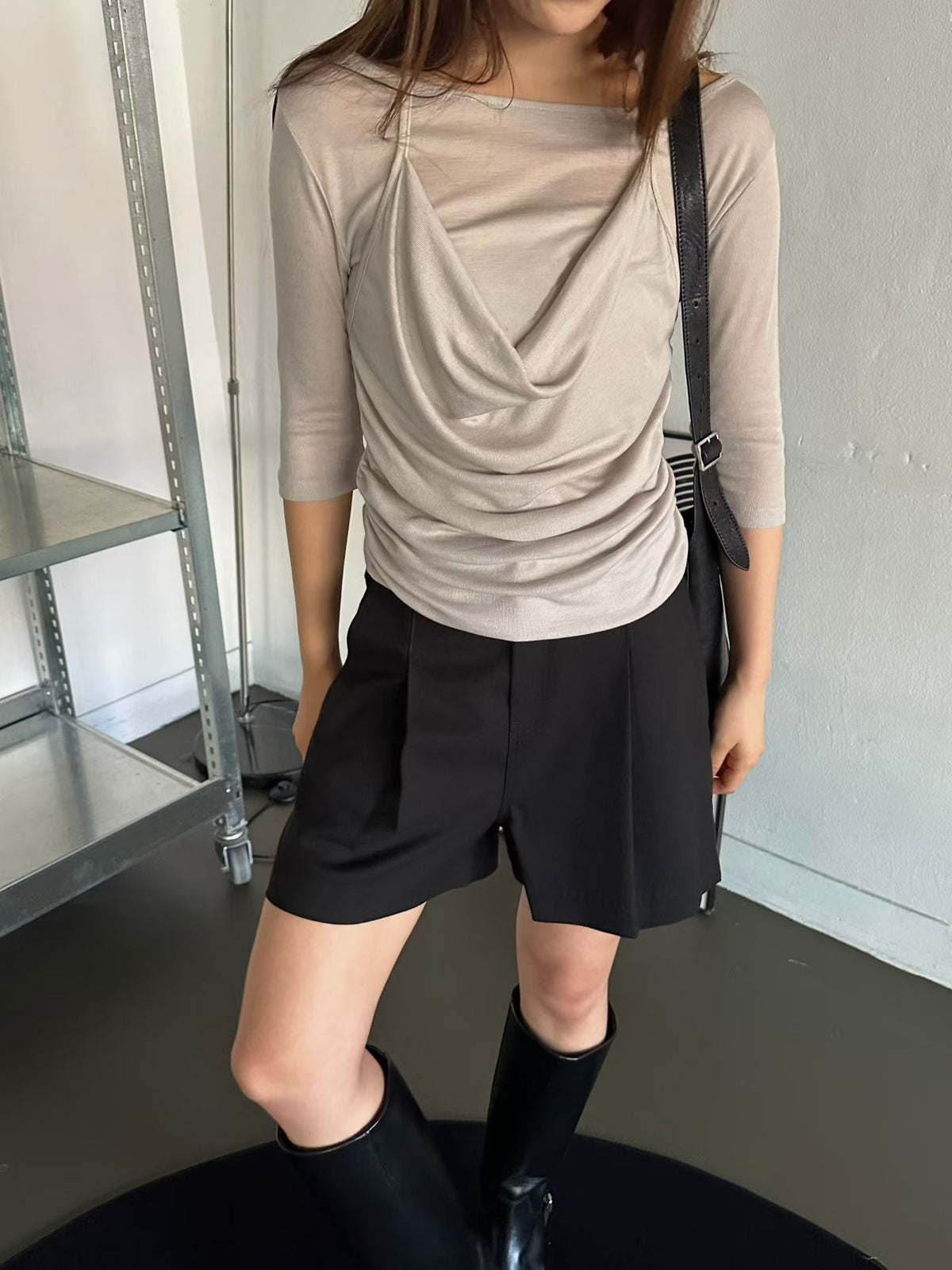 ♡Layer Drape 修身層次感天絲上衣♡ (C260920)