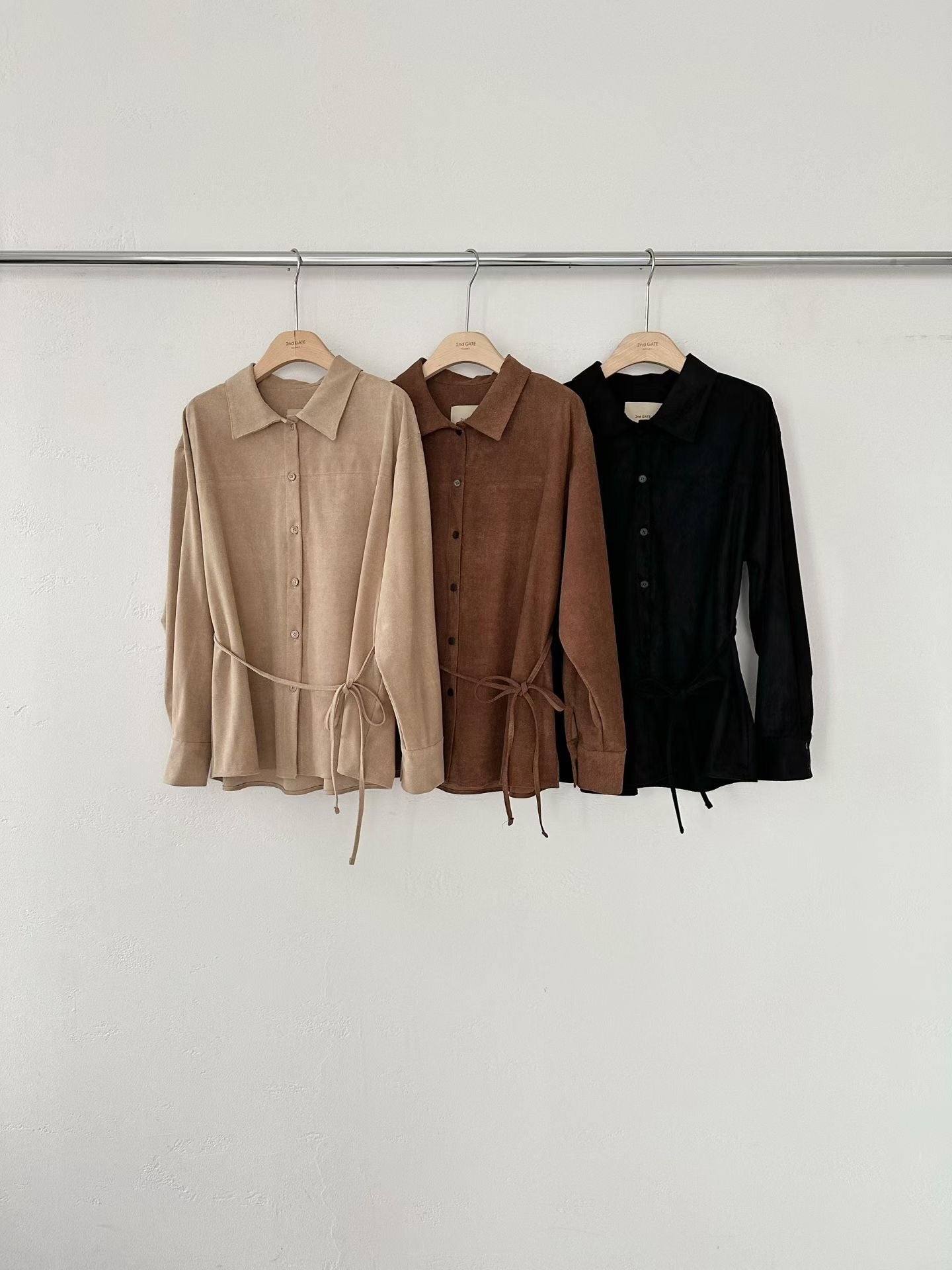 ♡柔霧麂皮綁帶襯衫♡ (C251116)