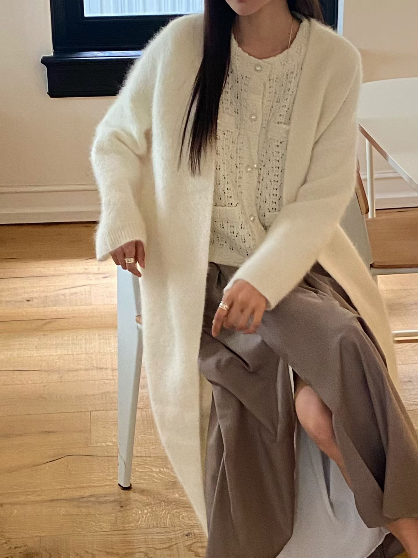 ♡毛料長版柔軟罩衫♡ (C251127)