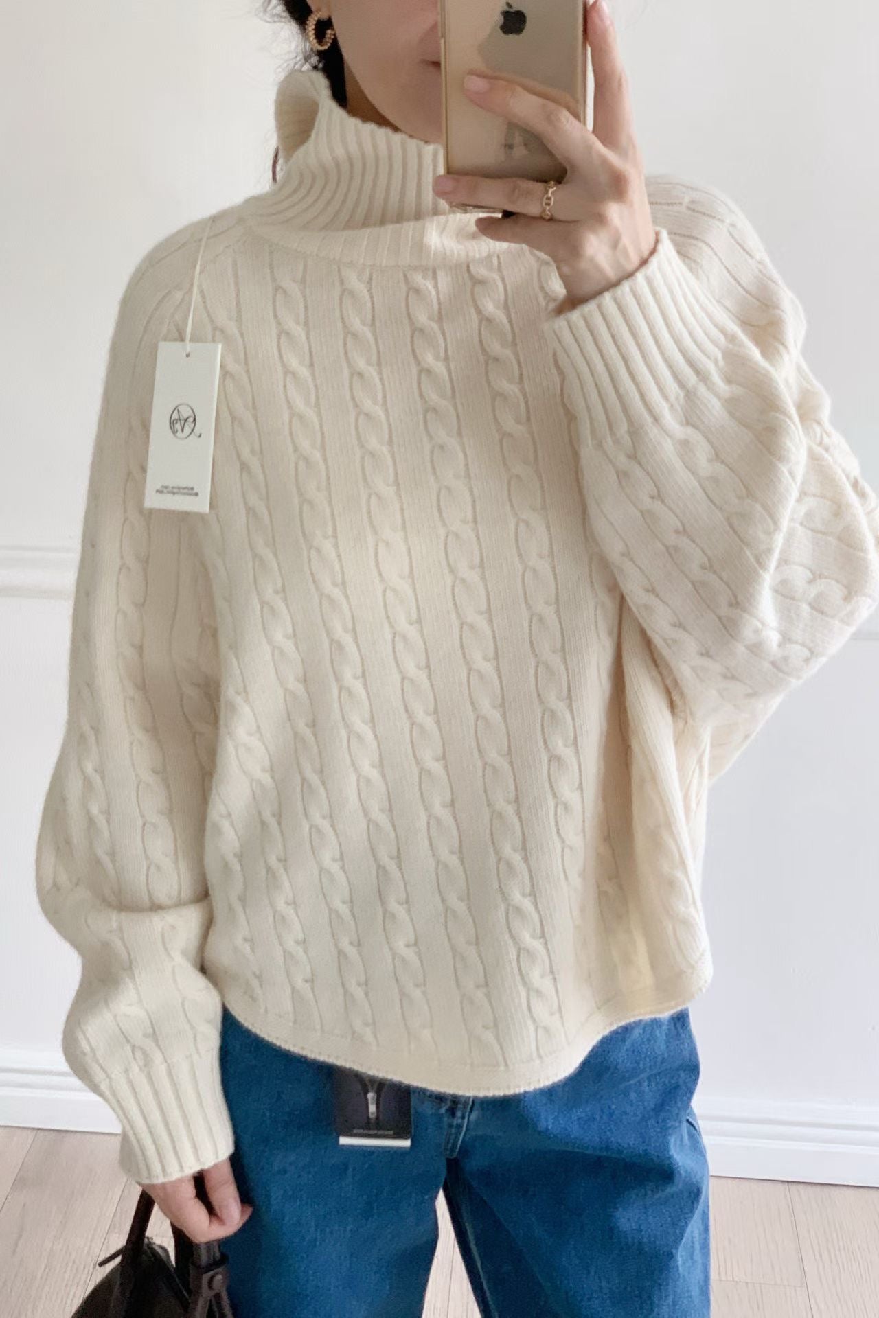 ♡輕鬆質感繭形麻花高領毛衣♡ (C251269)