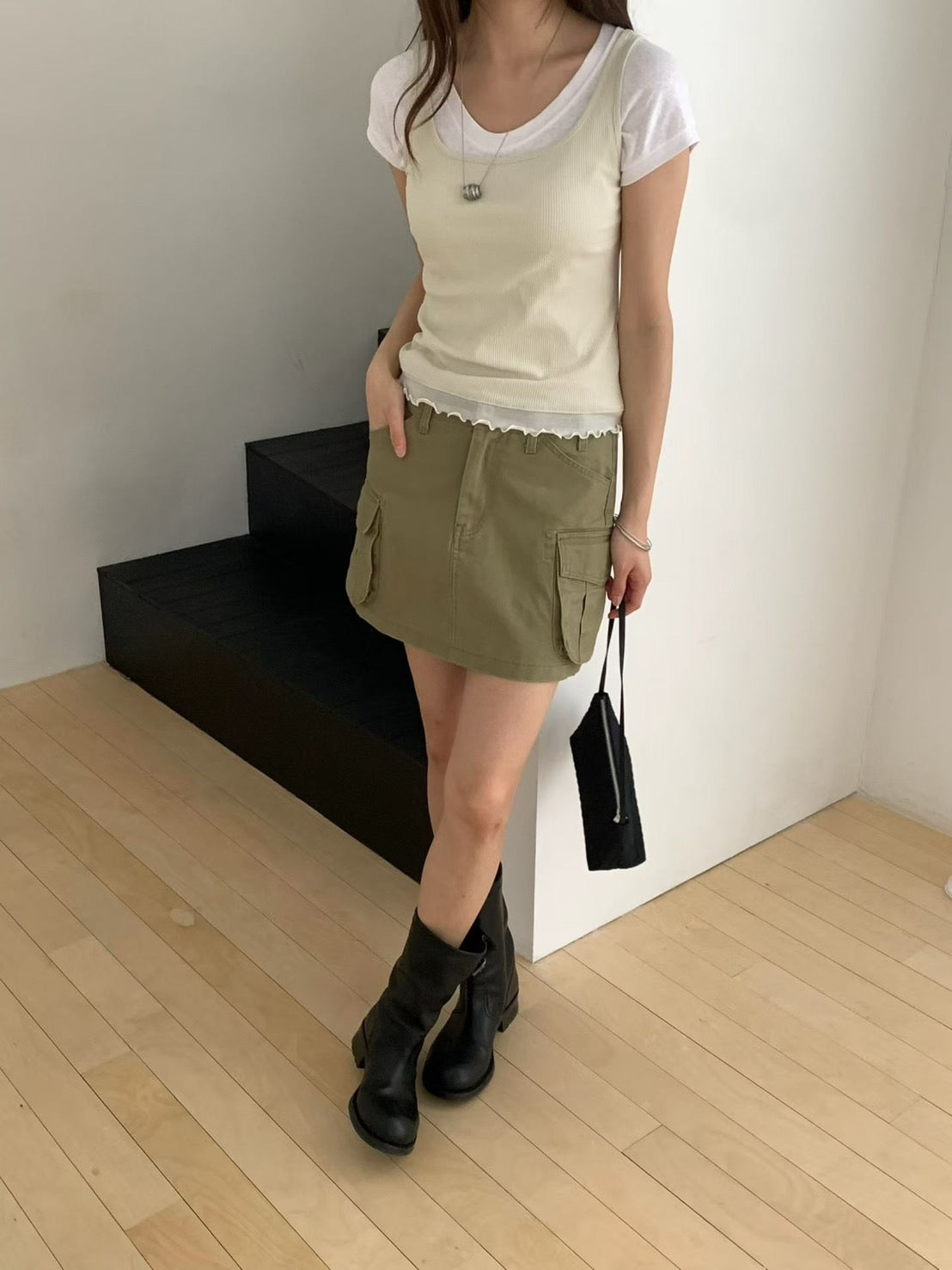 ♡率性工裝風立體口袋短裙 ♡ (C260637)
