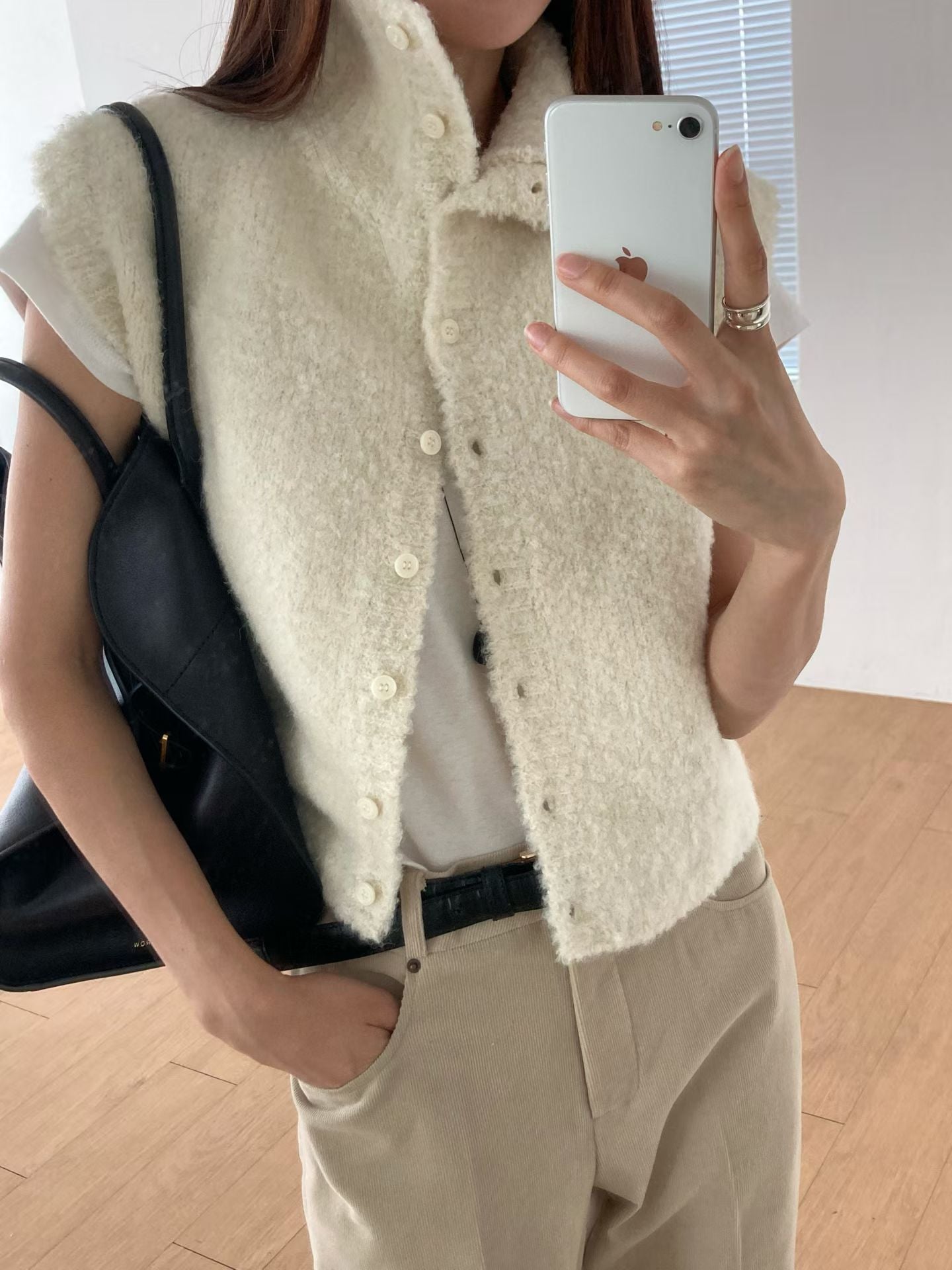 ♡毛呢感立領保暖背心♡ (C251265)