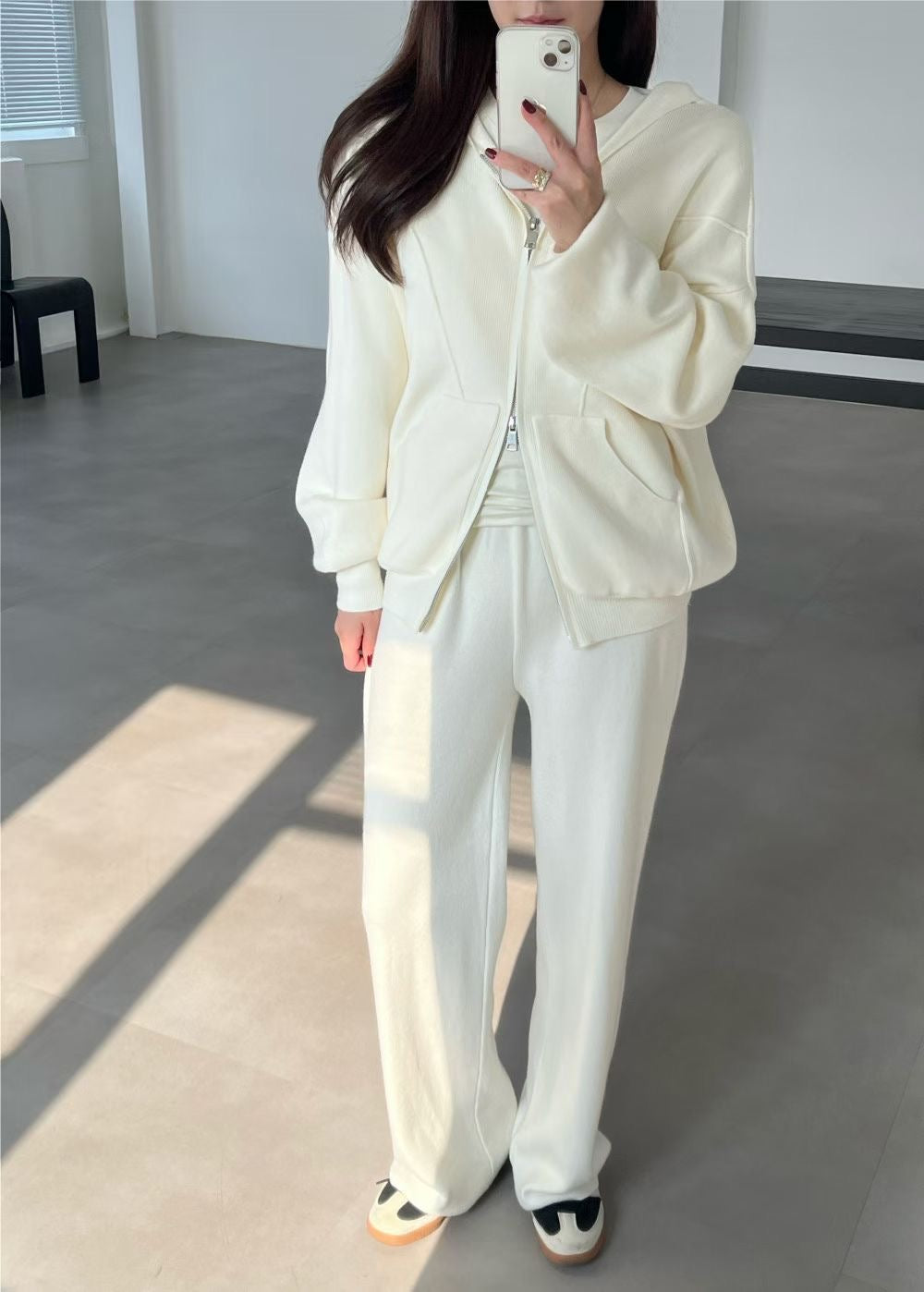 ♡柔彈舒適連帽休閒套裝♡ (C251248)
