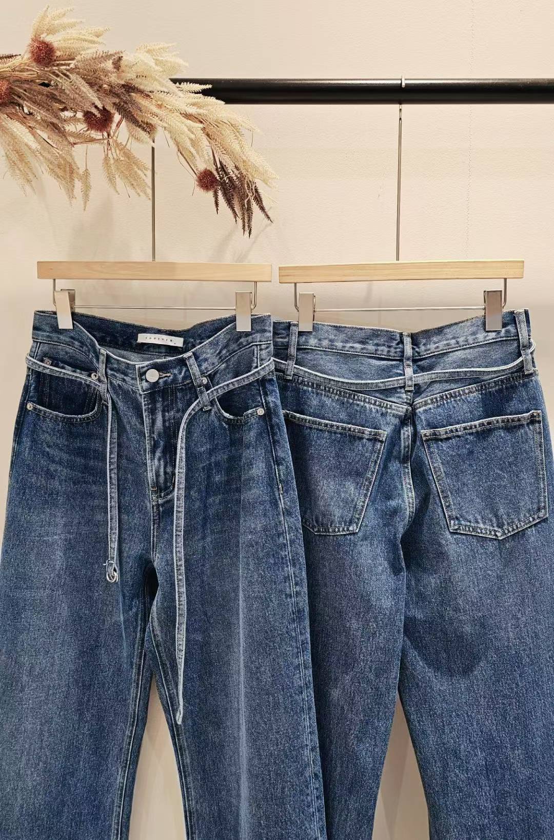 ♡Oni家♡歐美時髦的腰帶微寬牛仔褲 (C251102)