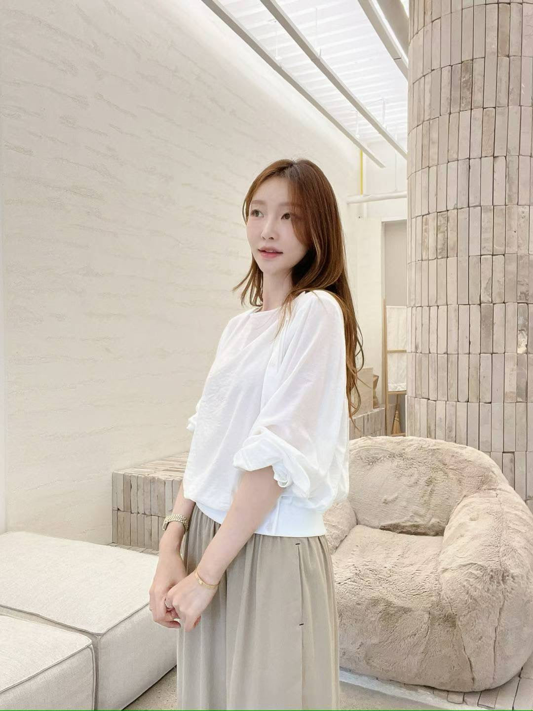 ♡設計感垂領斜排釦上衣♡ (C251040)