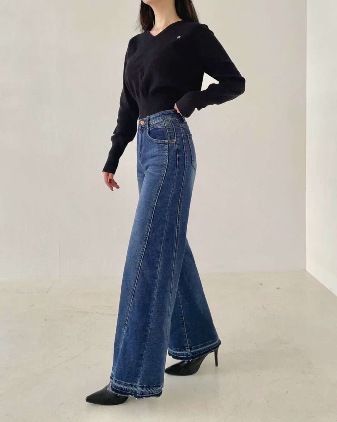 ♡顯瘦側拼接設計刷絨寬褲♡ (C251233)