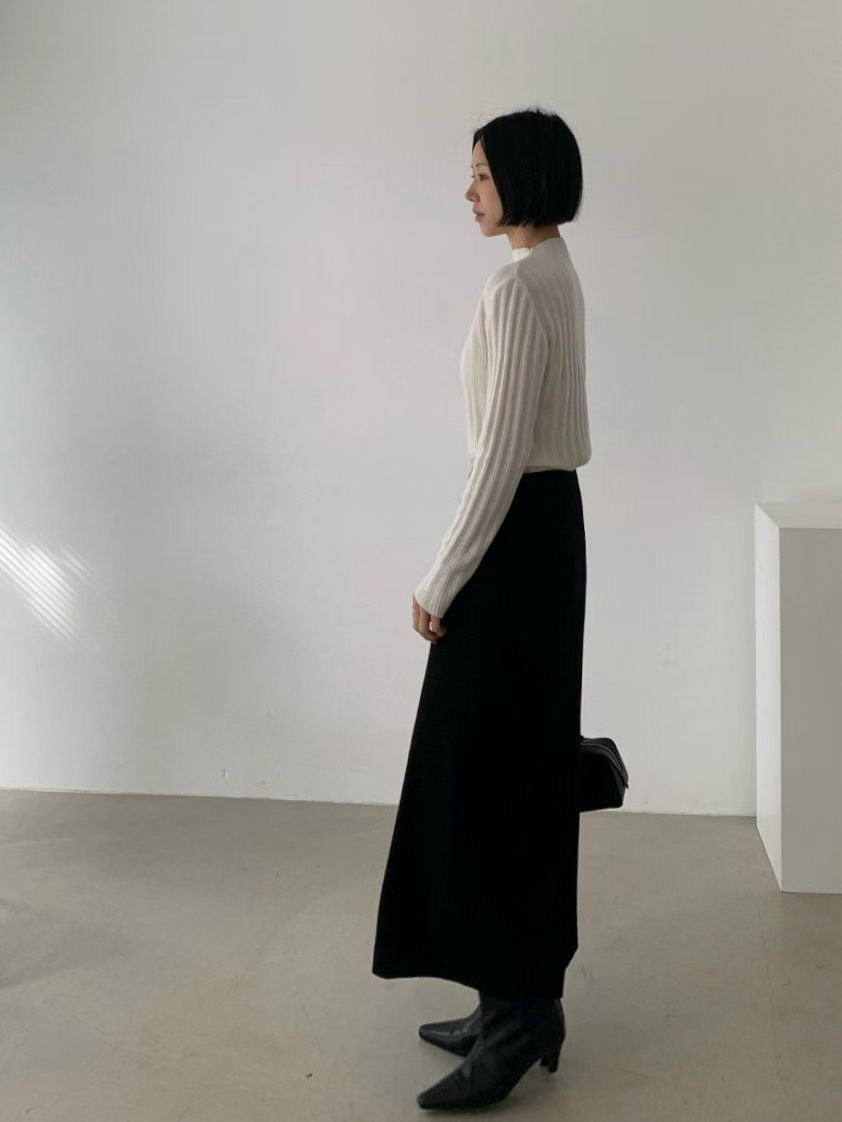 ♡極簡細坑微高領針織上衣♡ (C251217)