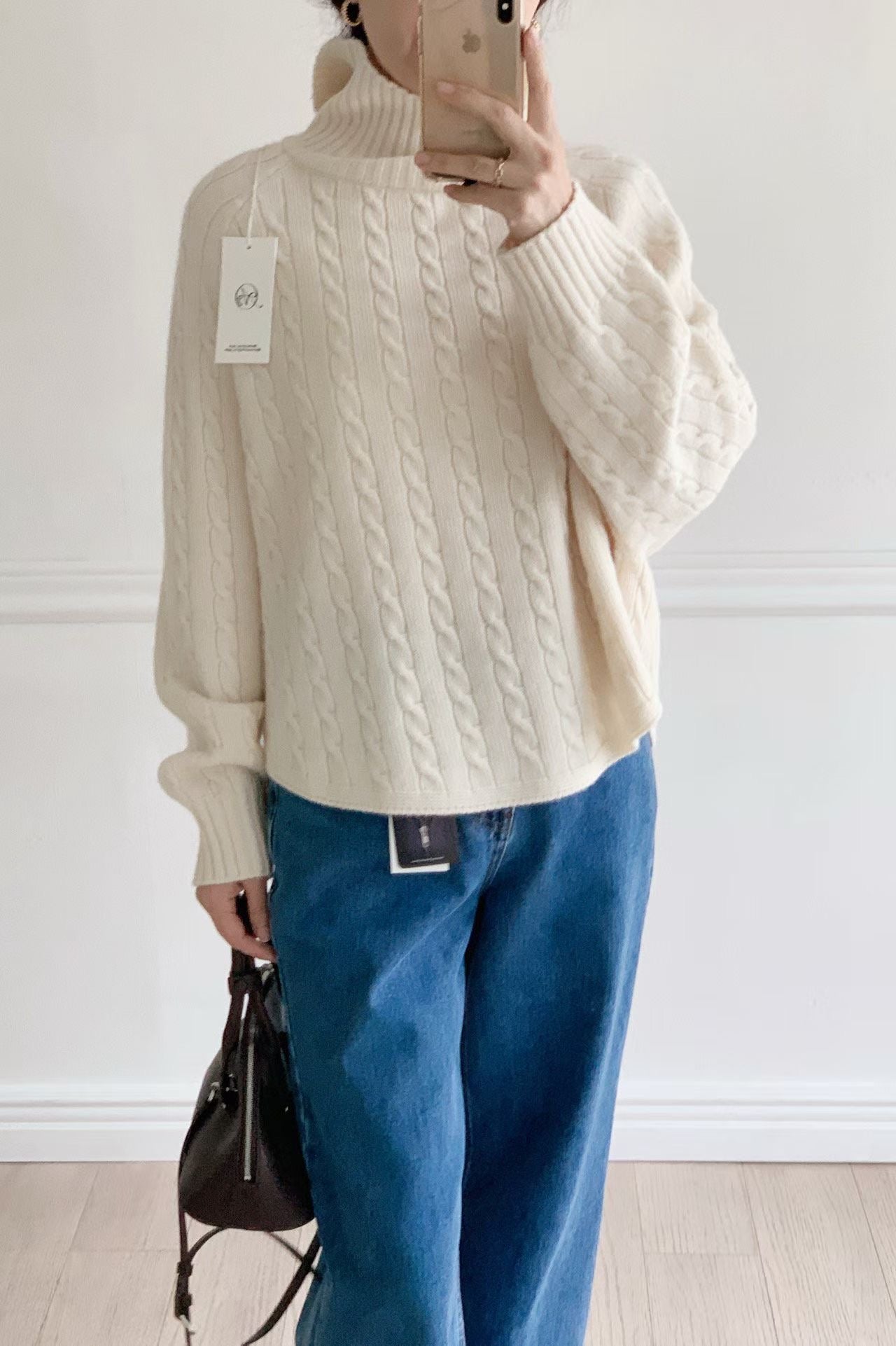 ♡輕鬆質感繭形麻花高領毛衣♡ (C251269)