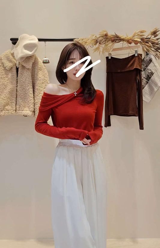 ♡Oni家♡多穿法露肩天絲羊毛超彈力T (C251260)