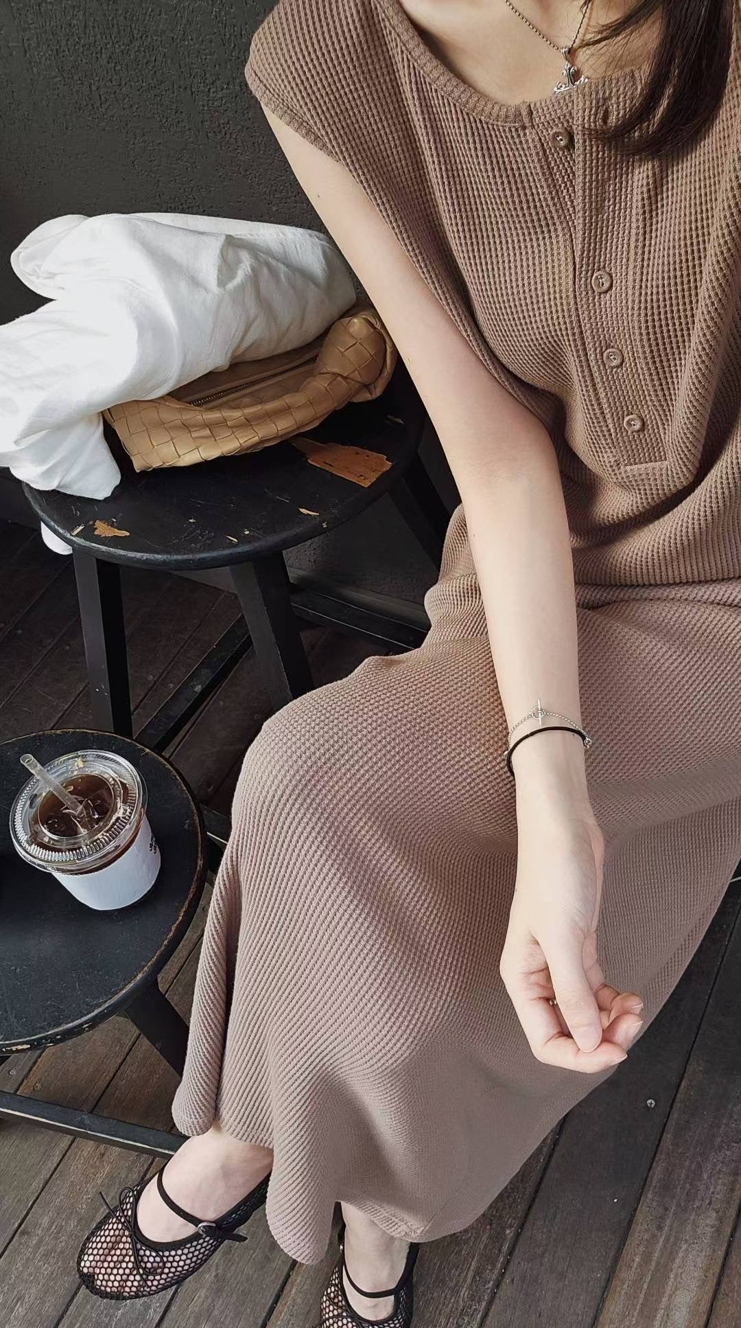 ♡Oni家♡鬆餅格修身休閒洋裝 (C251044)