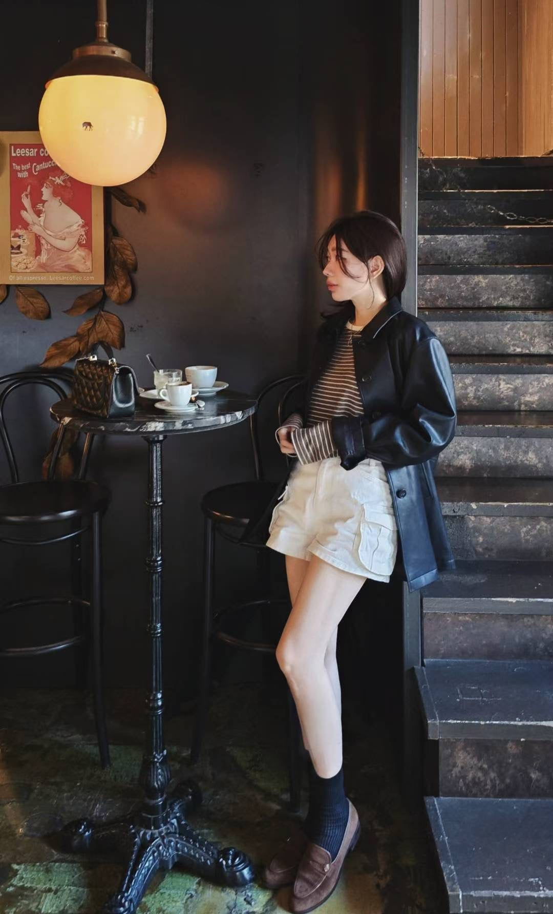 ♡Oni家♡極簡俐落仿皮革長夾克 (C251166)