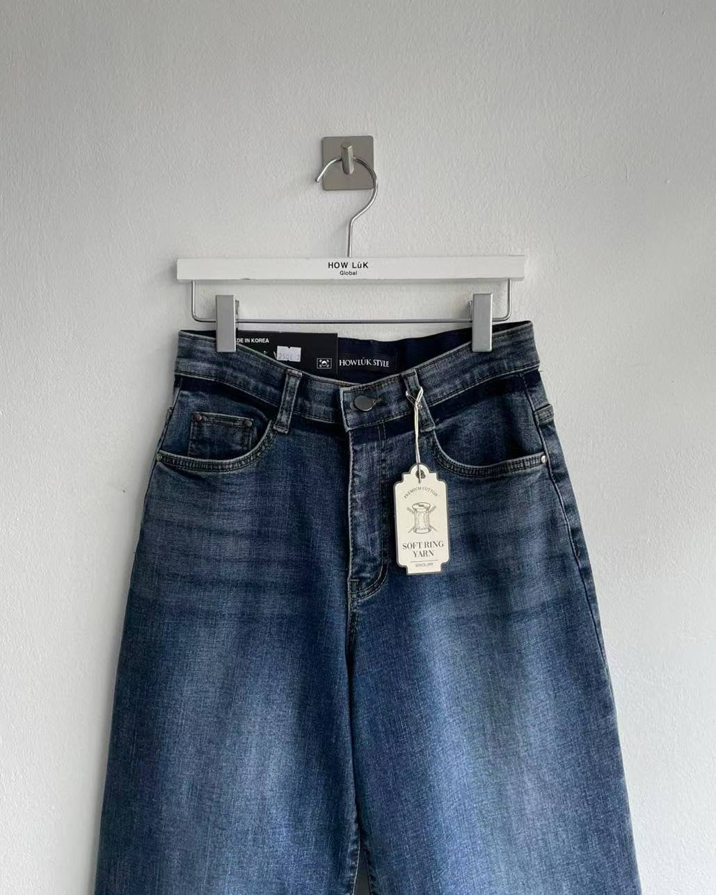 ♡鹽洗拼色長腿顯瘦喇叭褲♡ (C251234)