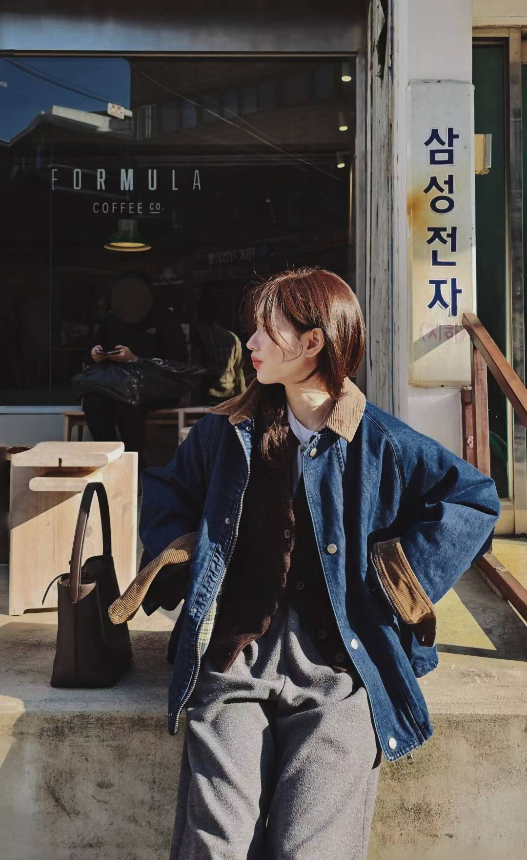 ♡Oni家♡時髦巴恩風丹寧鋪棉外套 (C251284)