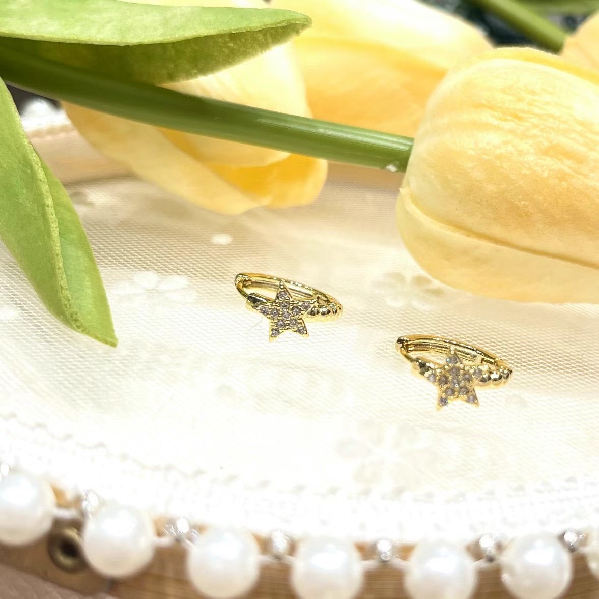 ❣ 鑲鑽星星耳環 ❣ (E250307)