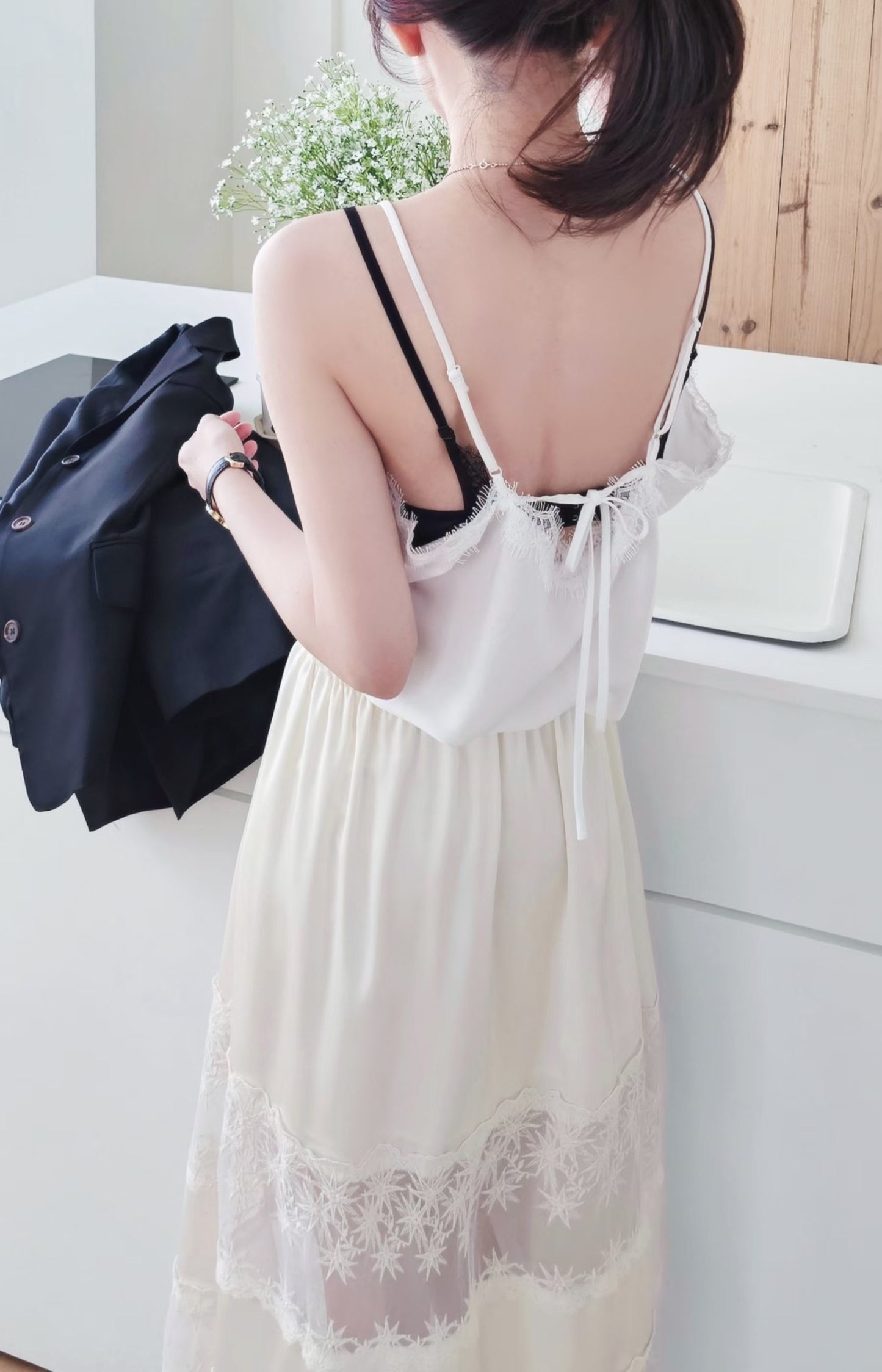 ♡Oni家♡睫毛蕾絲緞面細肩帶 (C260306)