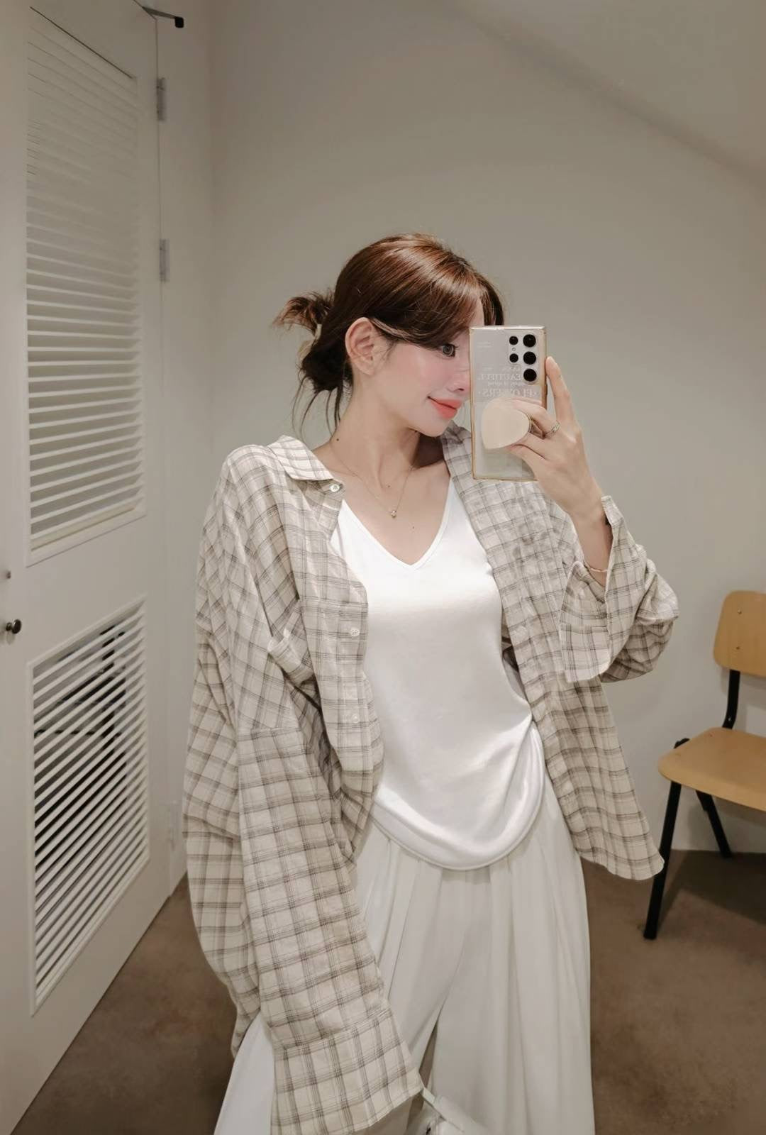 ♡Oni家♡經典百搭格紋休閒襯衫 (C250822)