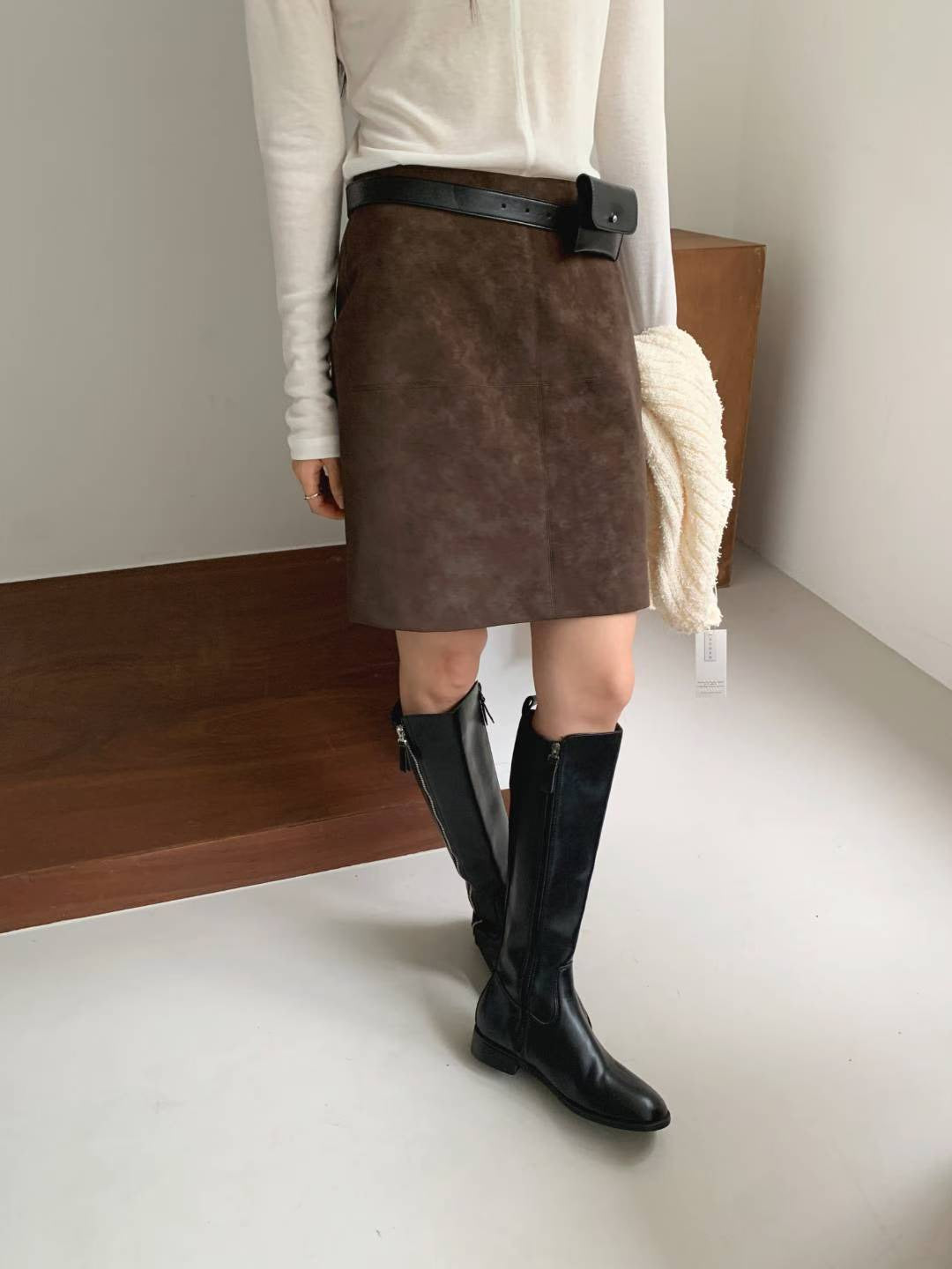 ♡霧感麂絨H線短裙♡ (C251163)