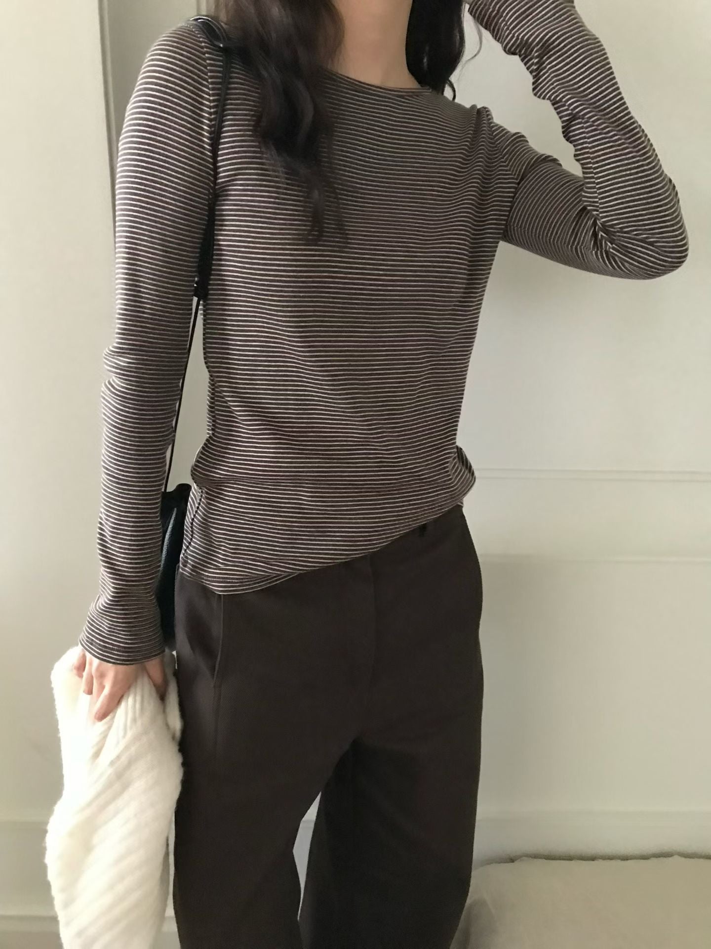 ♡Everyday柔棉細條紋親膚長Tee♡ (C251259)