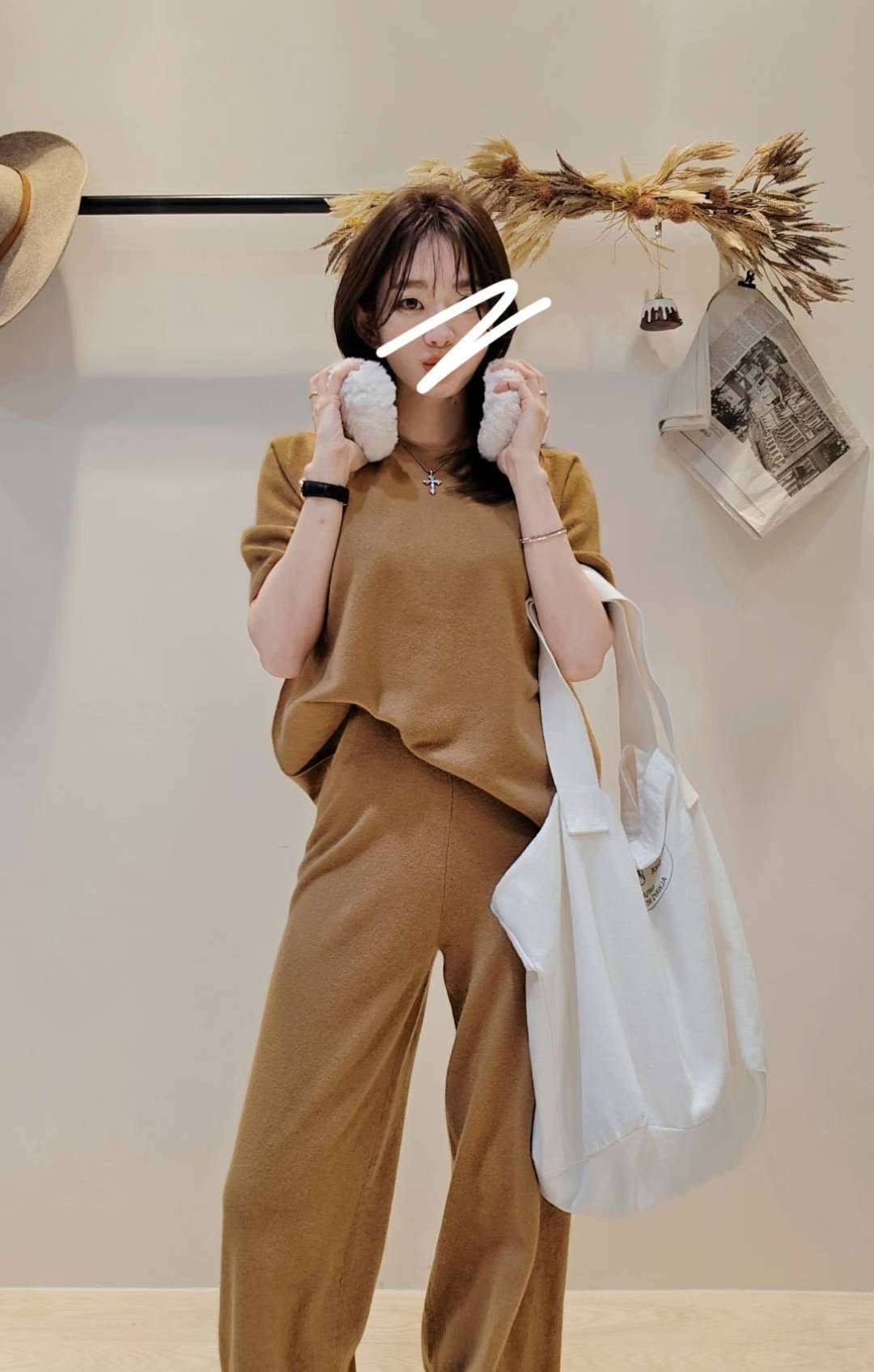 ♡Oni家♡100%羊絨喀什米爾修身長褲 (C251286)