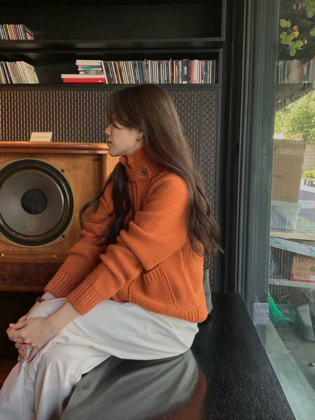 ♡重磅桃翻領針織拉鍊外套♡ (C251282)