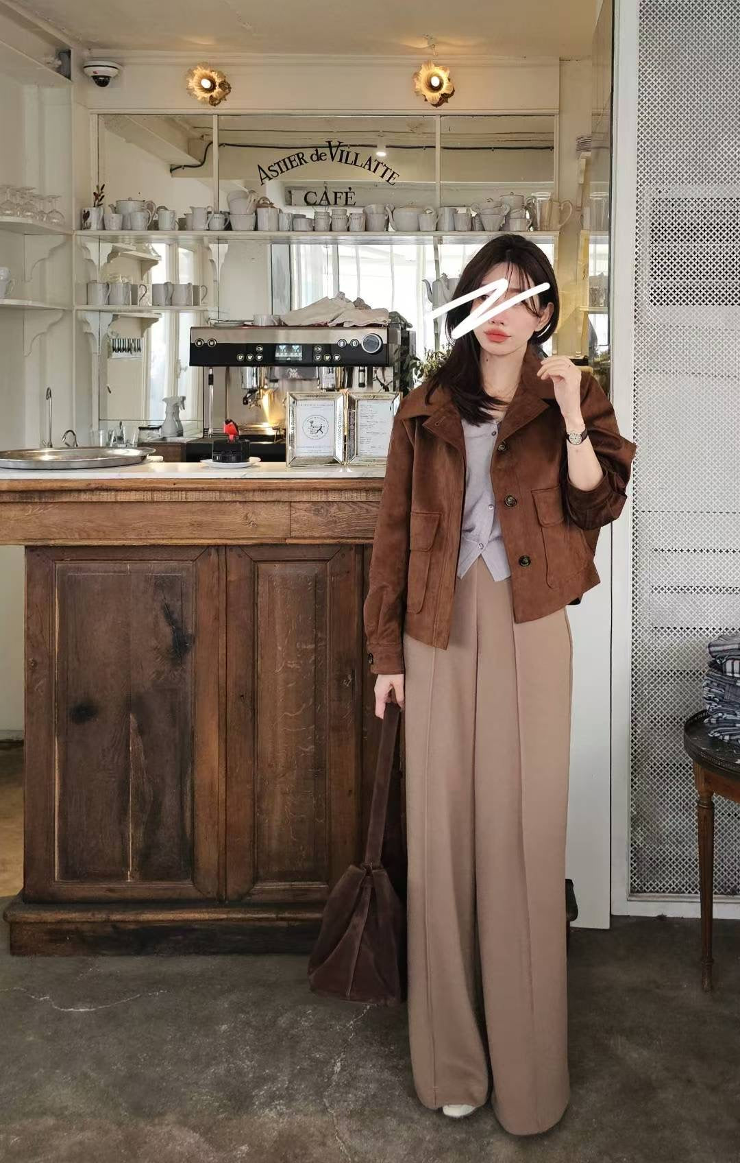 ♡Oni家♡漫畫腿混羊毛長腿褲 (C251262)