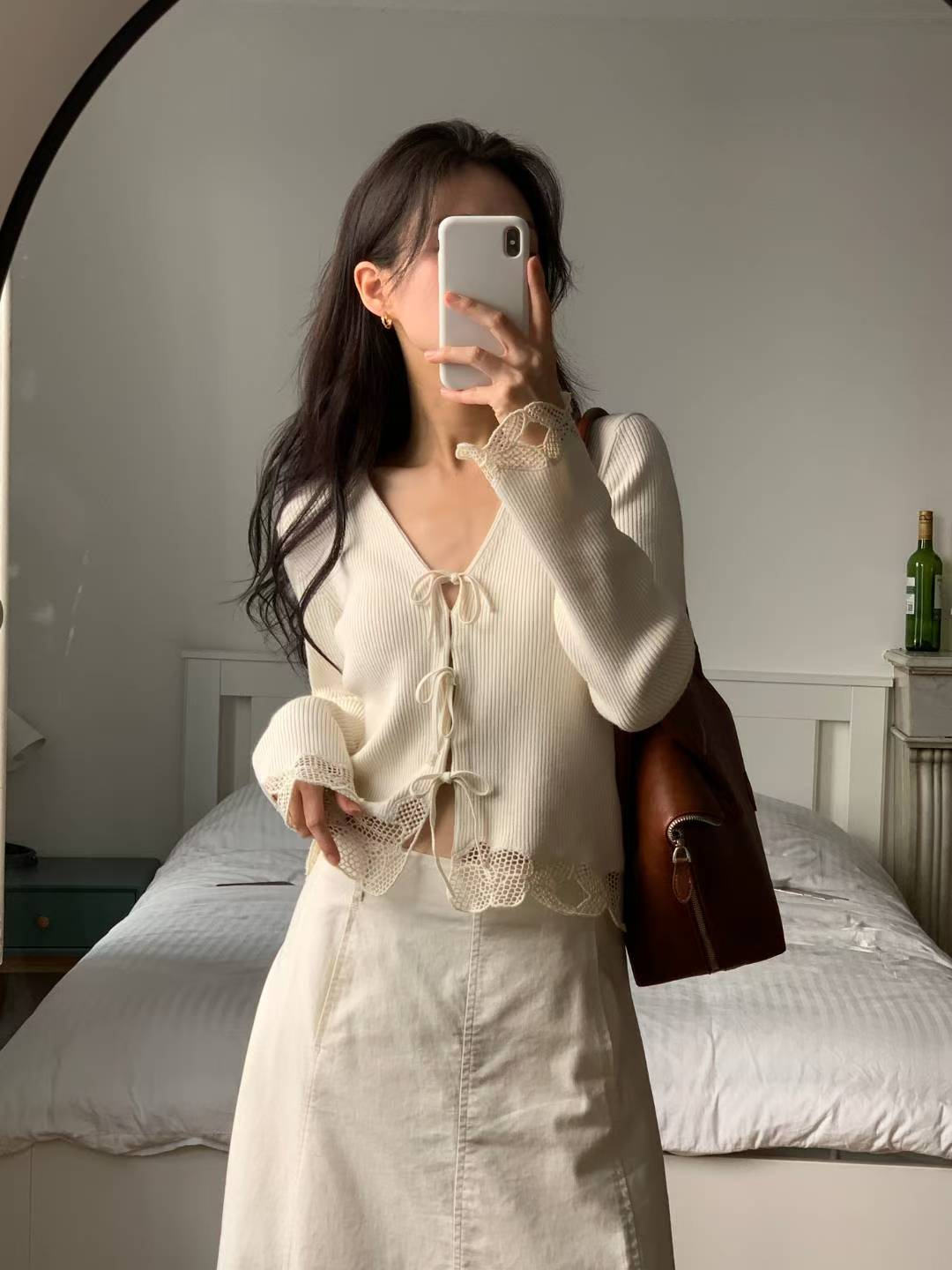 ♡鈎花拼接浪漫針織外套♡ (C251011)