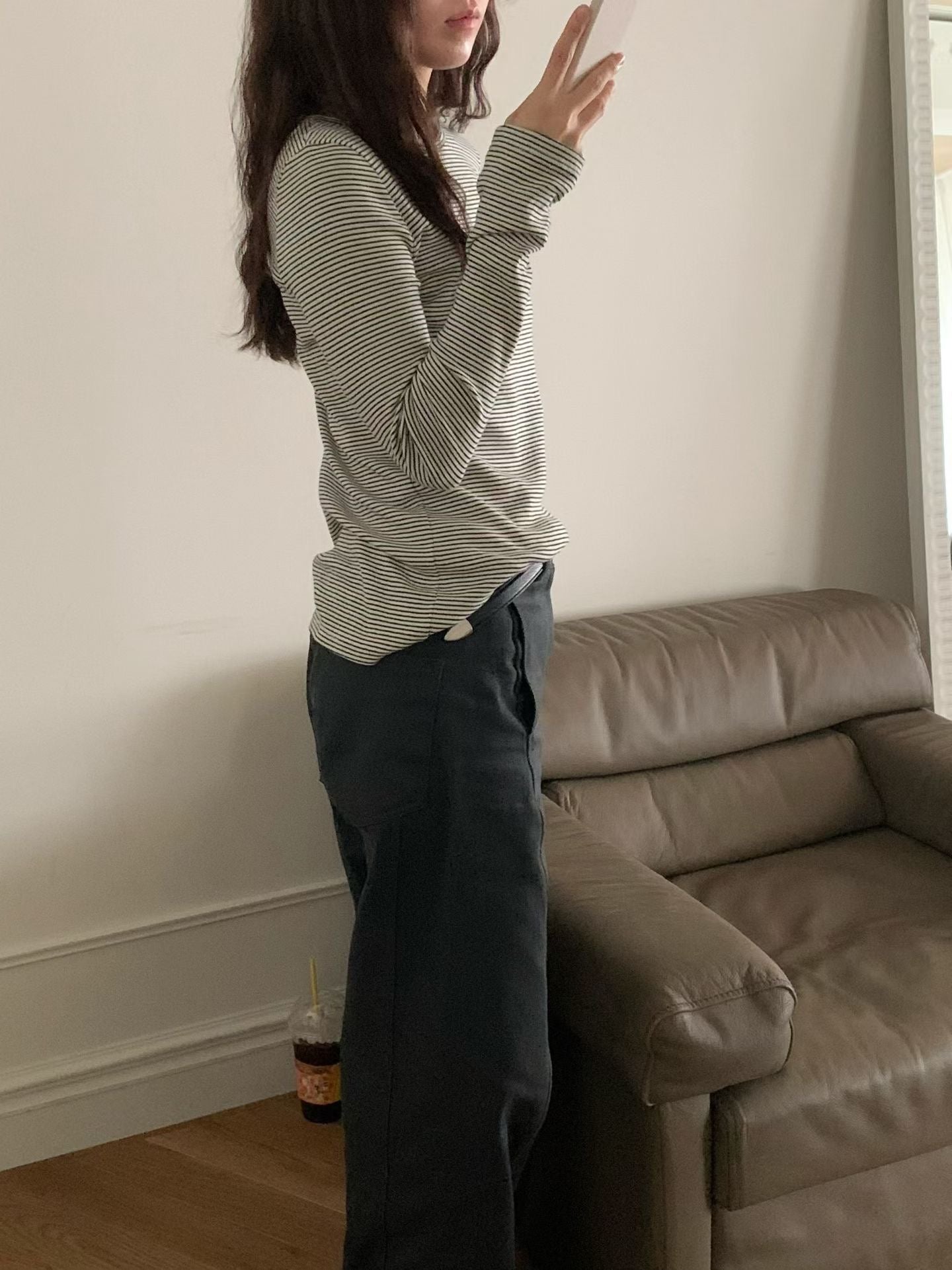 ♡Everyday柔棉細條紋親膚長Tee♡ (C251259)