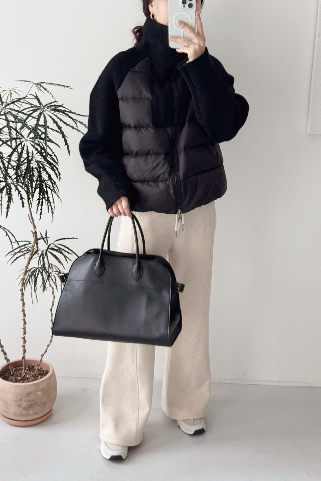 ♡雙材質立領針織拼接羽絨外套♡ (C251275)