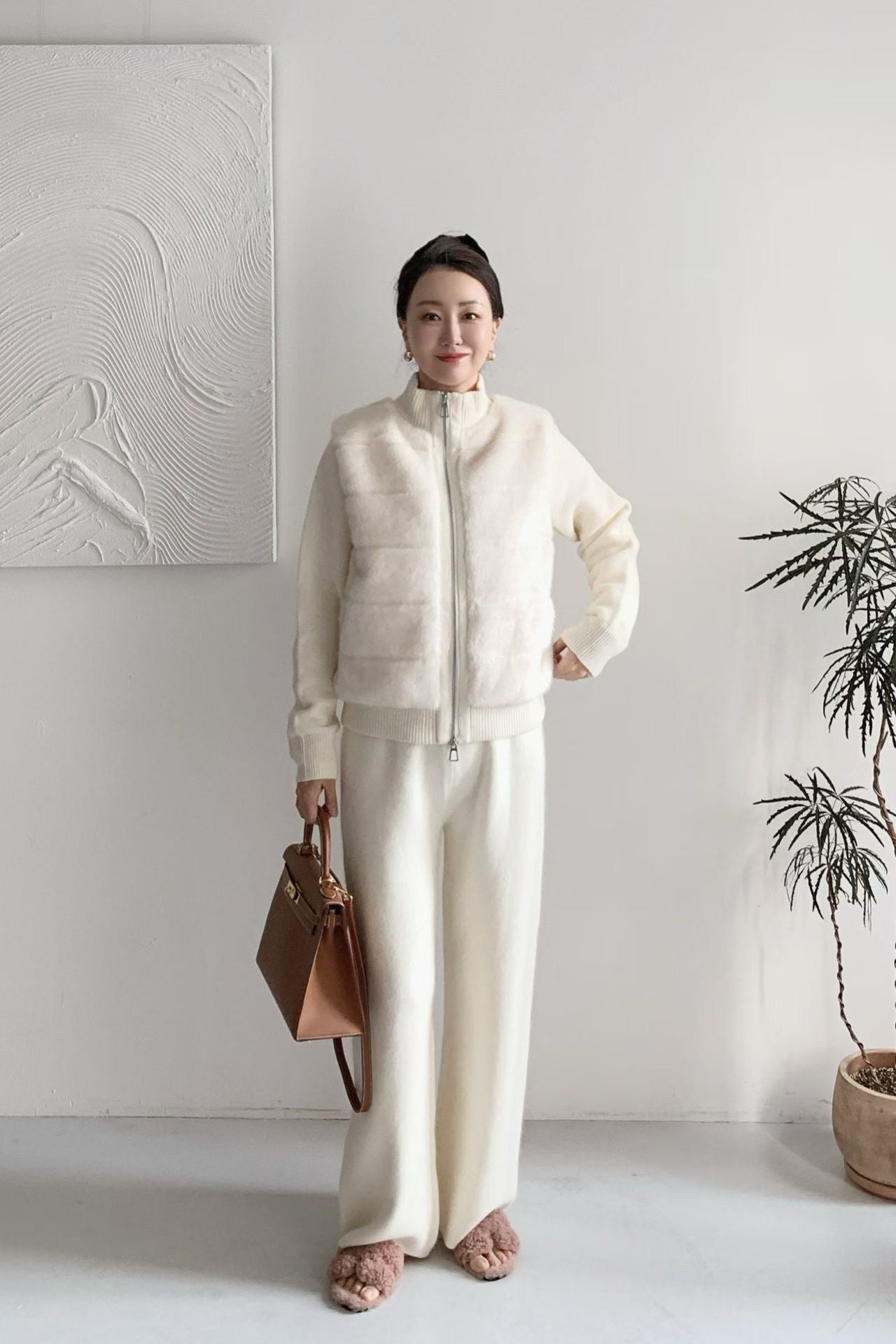 ♡貴氣暖絨拼接立領拉鍊外套♡ (C251271)