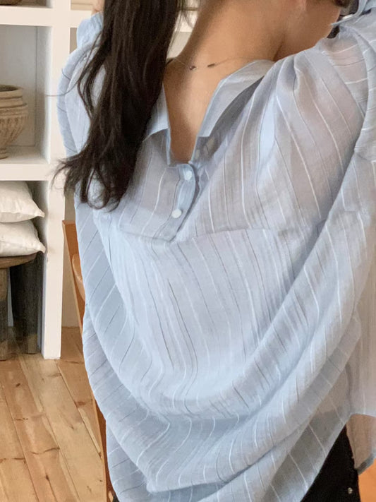 ♡輕盈天絲條紋襯衫♡ (C250944)