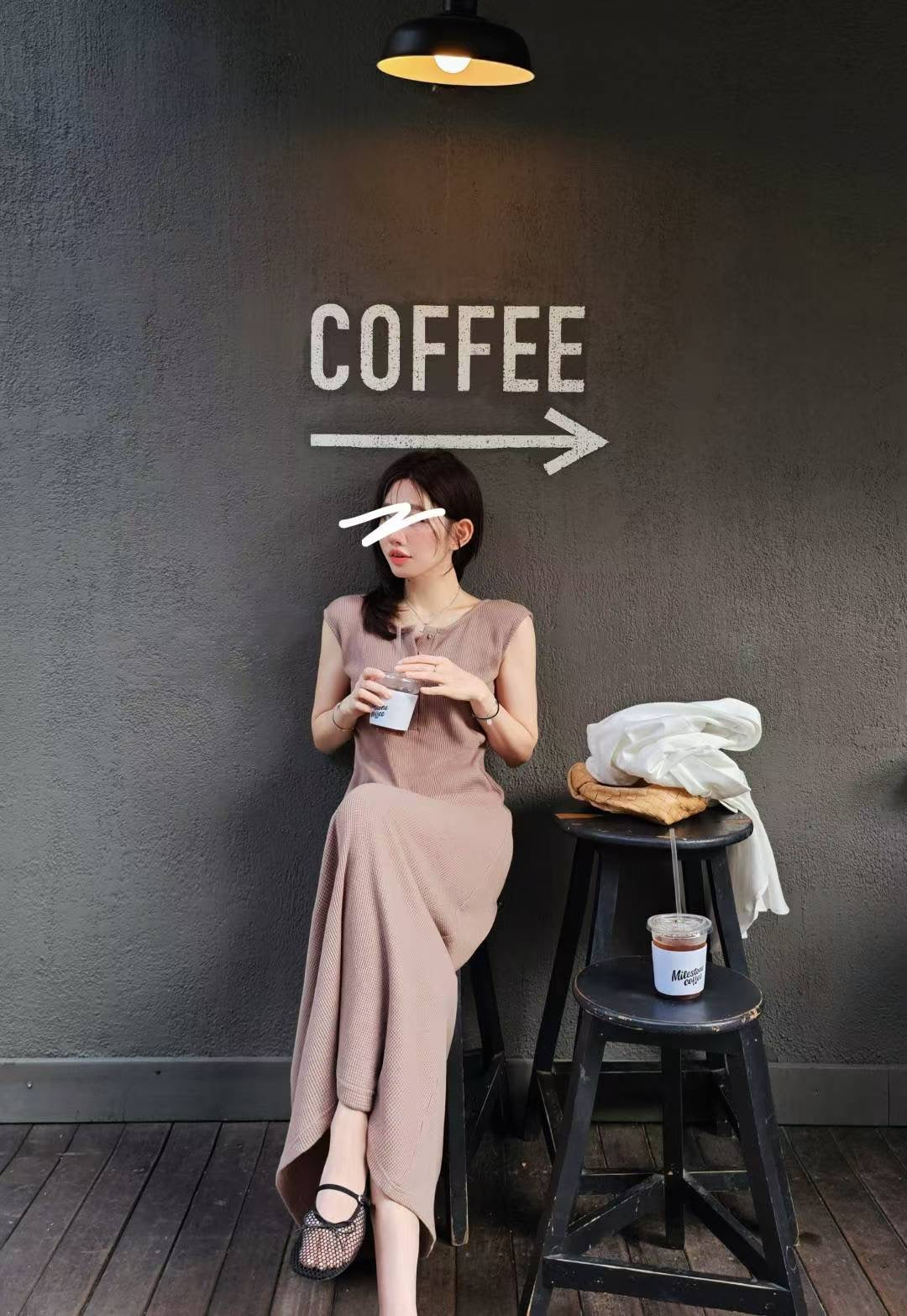 ♡Oni家♡鬆餅格修身休閒洋裝 (C251044)