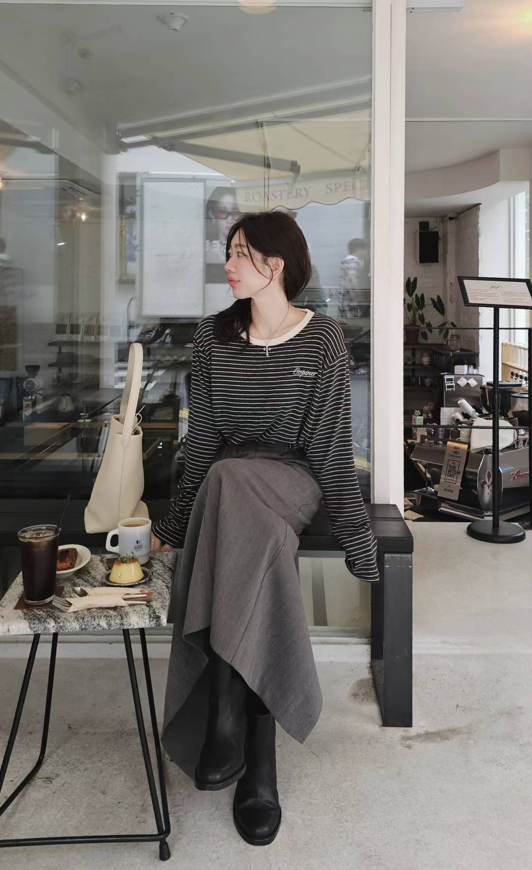 ♡Oni家♡品牌刺繡麻糬條紋T (C251152)